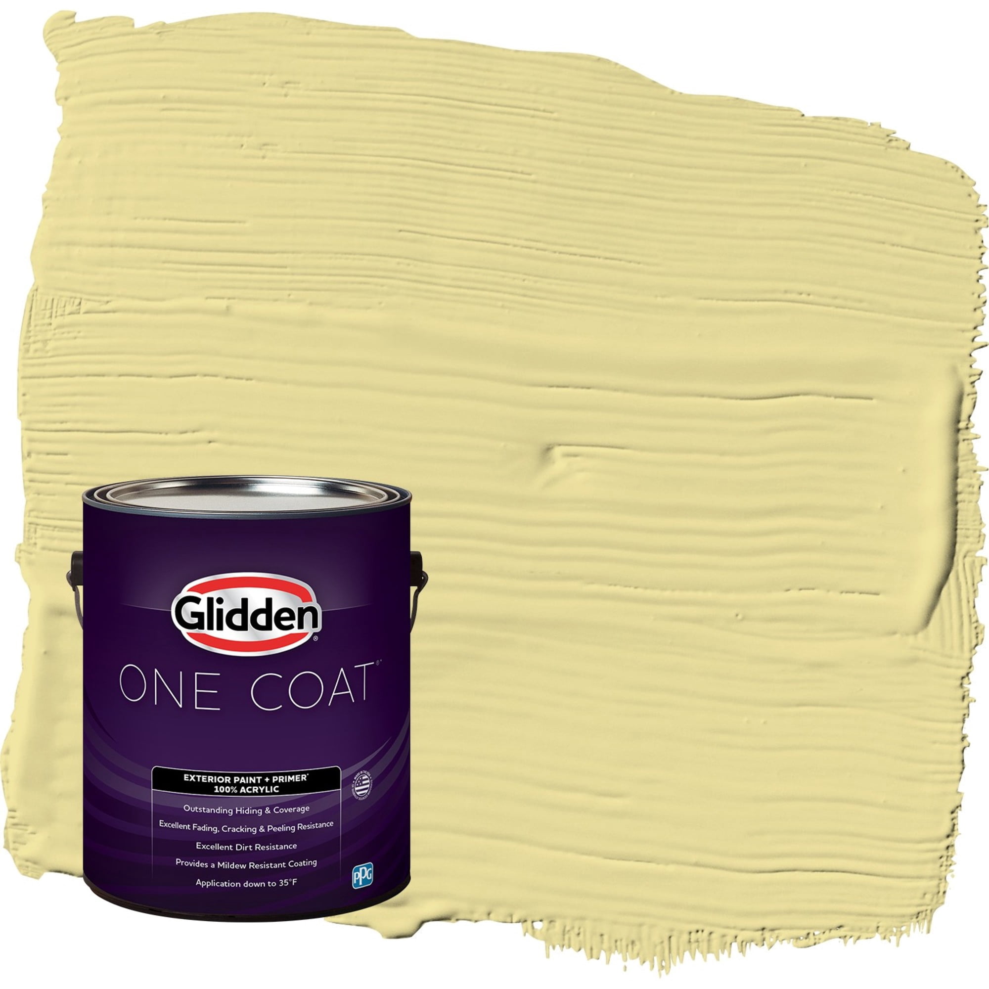 Glidden One Coat Subtle Sunshine / Green Satin Exterior Paint with Primer, 1 Gallon