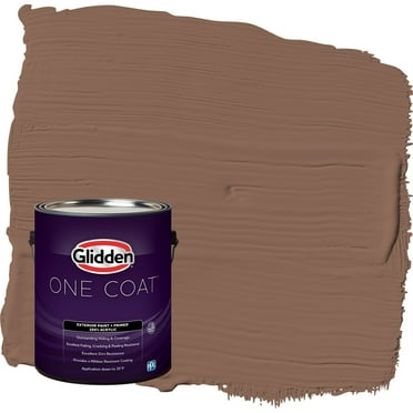 Glidden One Coat Suede Leather / Beige Flat Exterior Paint with Primer, 1 Gallon
