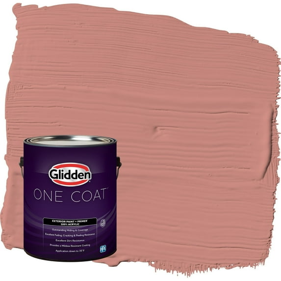 Glidden One Coat Sunstone / Orange Semi-Gloss Exterior Paint with Primer, 1 Gallon