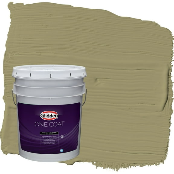 Glidden One Coat Sweet Annie / Green Semi-Gloss Exterior Paint with Primer, 5 Gallon