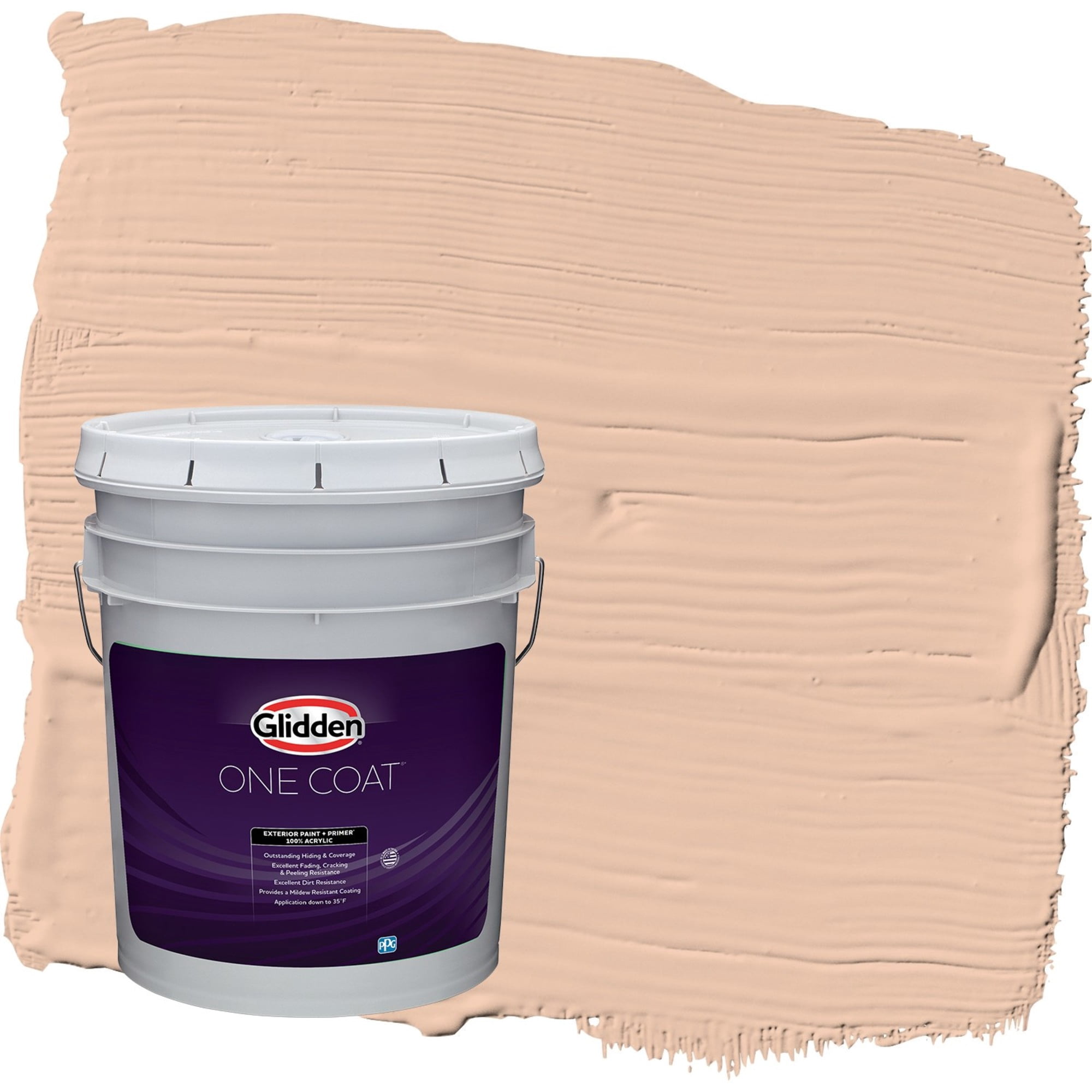 Glidden One Coat Beach Vibes / Orange Flat Exterior Paint with Primer, 5 Gallon