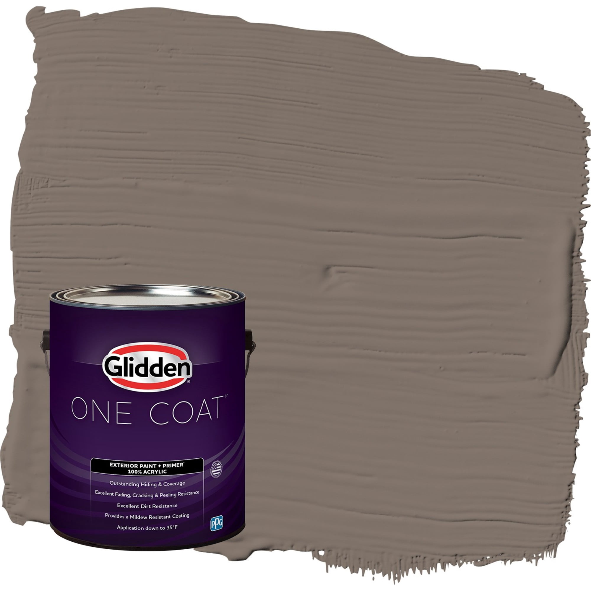 Glidden One Coat Tattle Tail / Brown Flat Exterior Paint with Primer, 1 Gallon