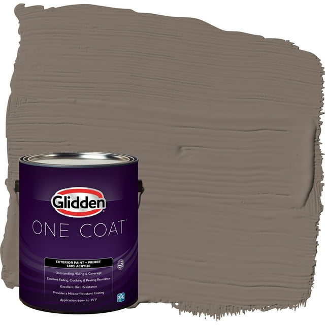 Glidden One Coat Exterior Paint and Primer, Tattle Tail / Gray, Gallon, Semi-Gloss