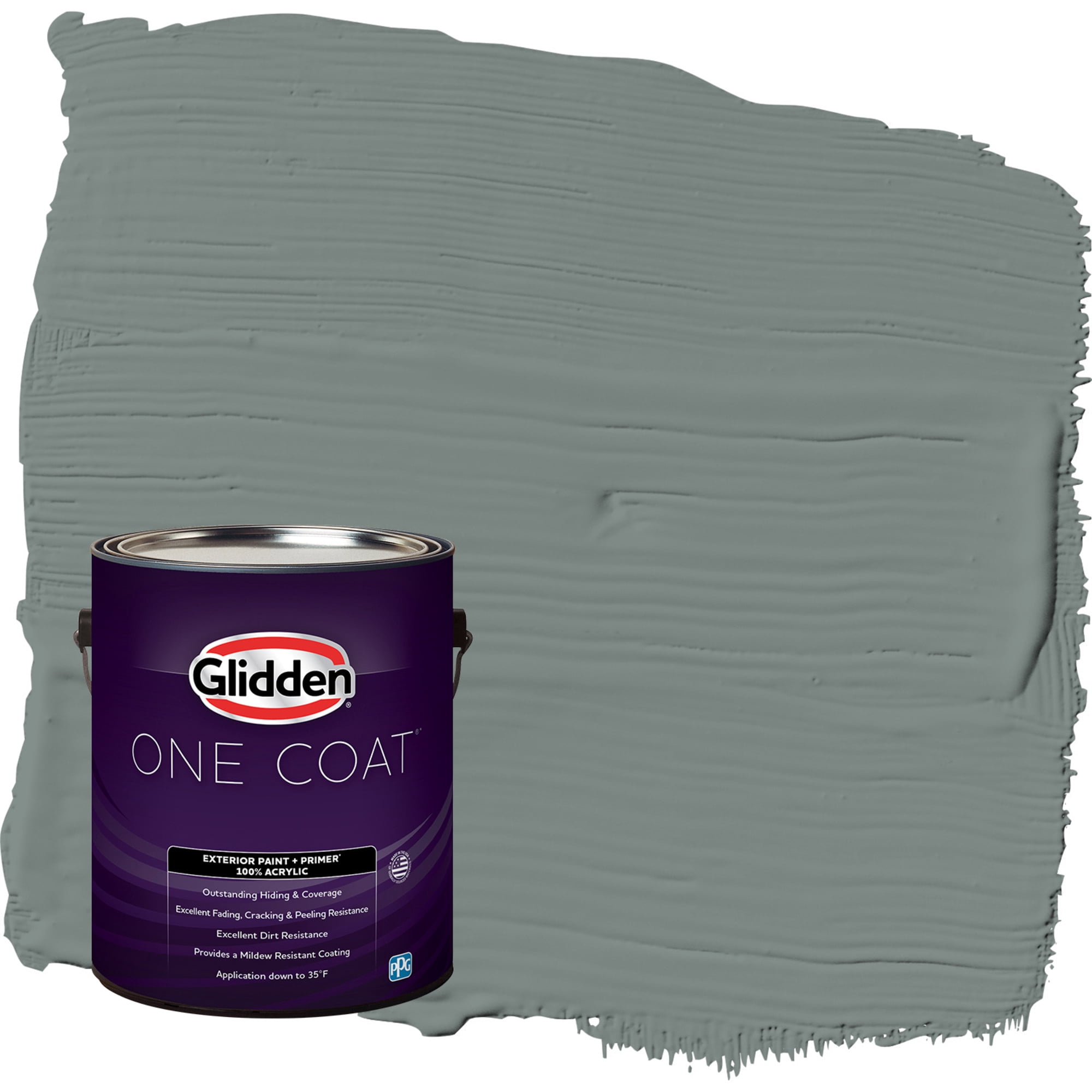 Glidden One Coat Thunderbolt / Gray Flat Exterior Paint with Primer, 1 Gallon