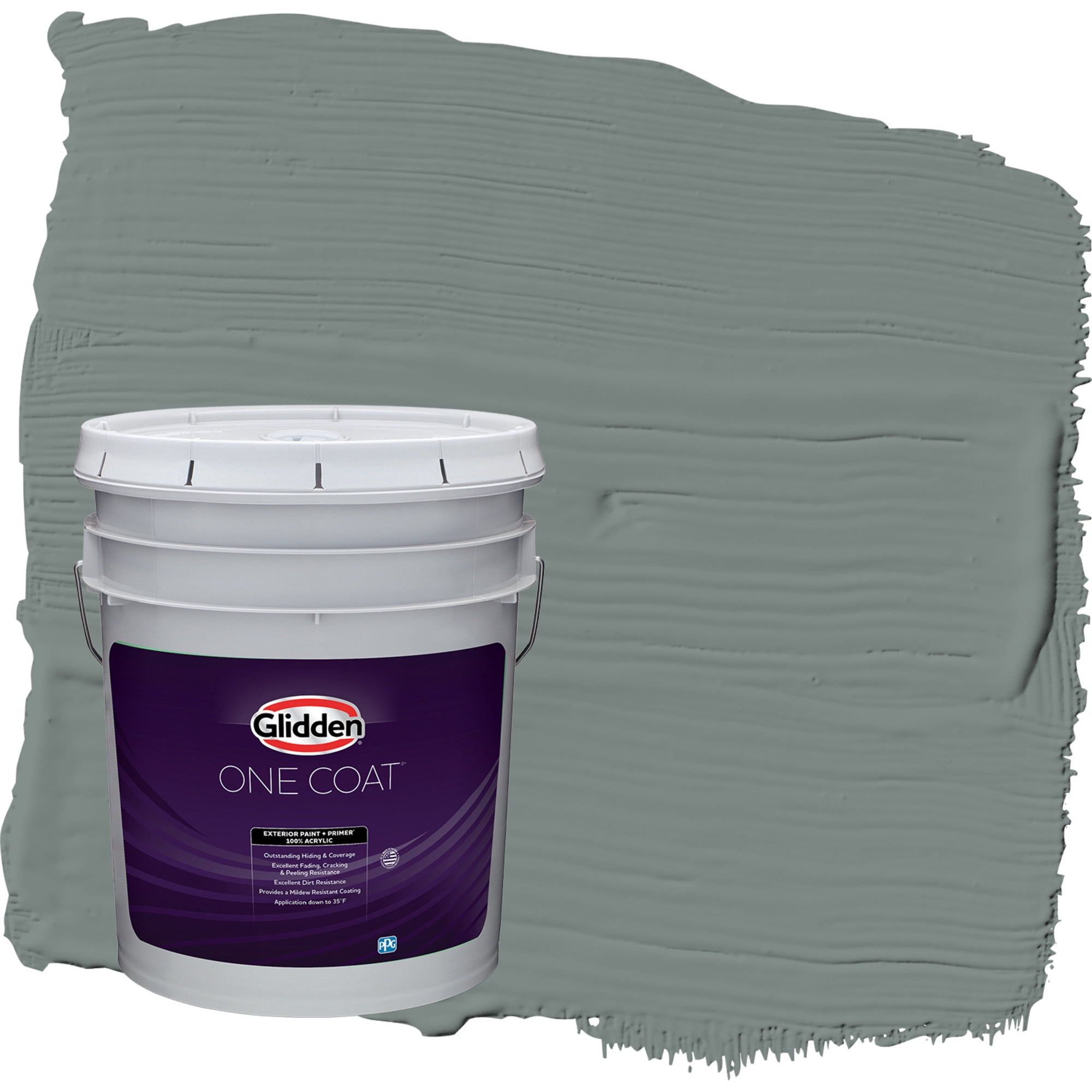 Glidden One Coat Thunderbolt / Gray Semi-Gloss Exterior Paint with Primer, 5 Gallon