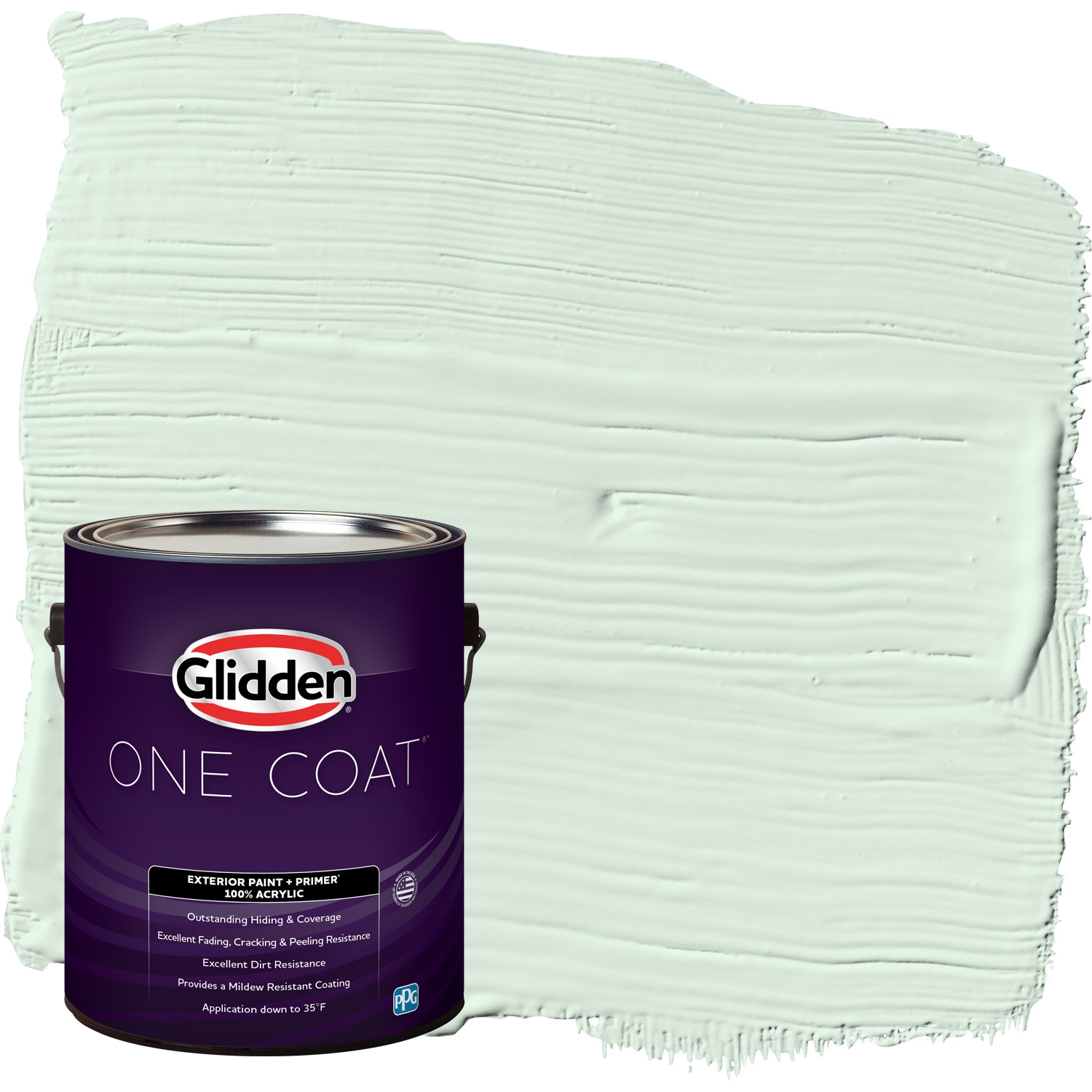 Glidden One Coat Tint of Green / Green Flat Exterior Paint with Primer, 1 Gallon