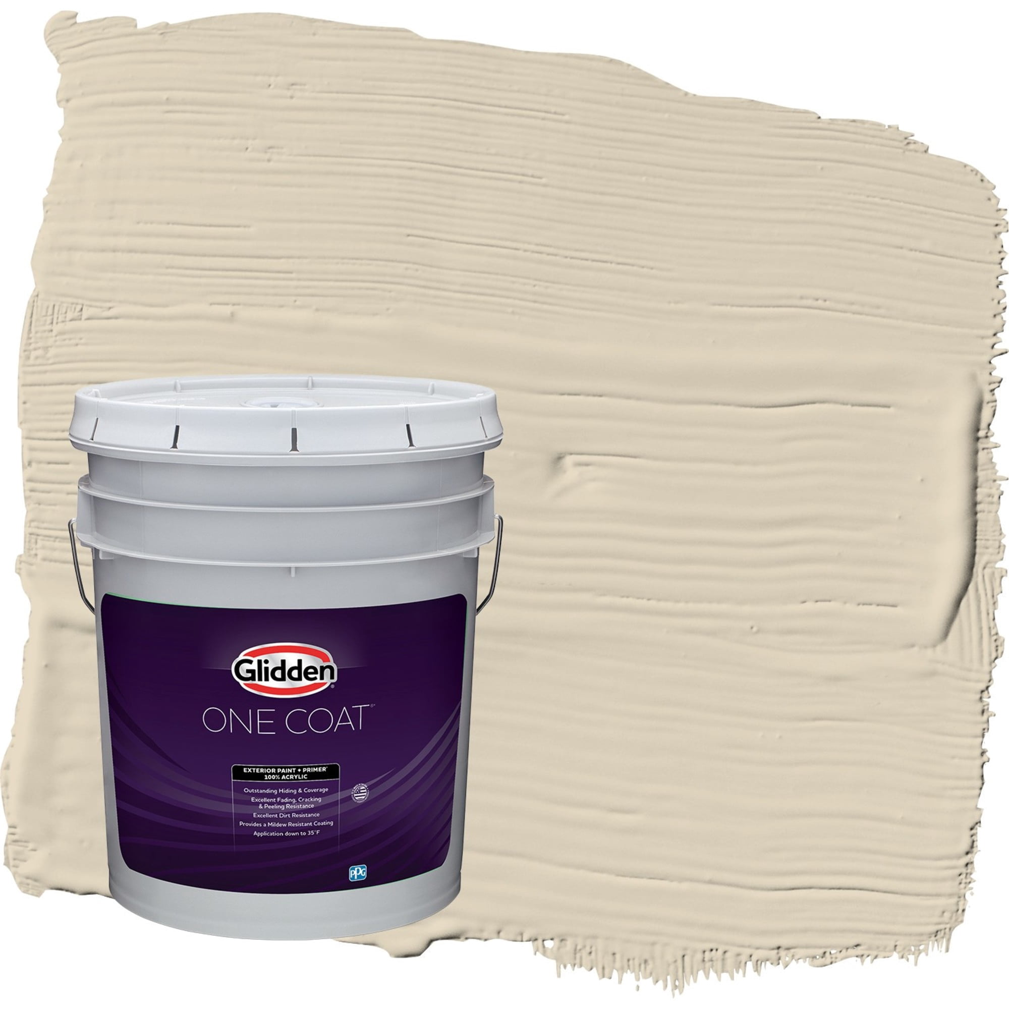 Glidden One Coat Toasted Almond / Beige Flat Exterior Paint with Primer, 5 Gallon