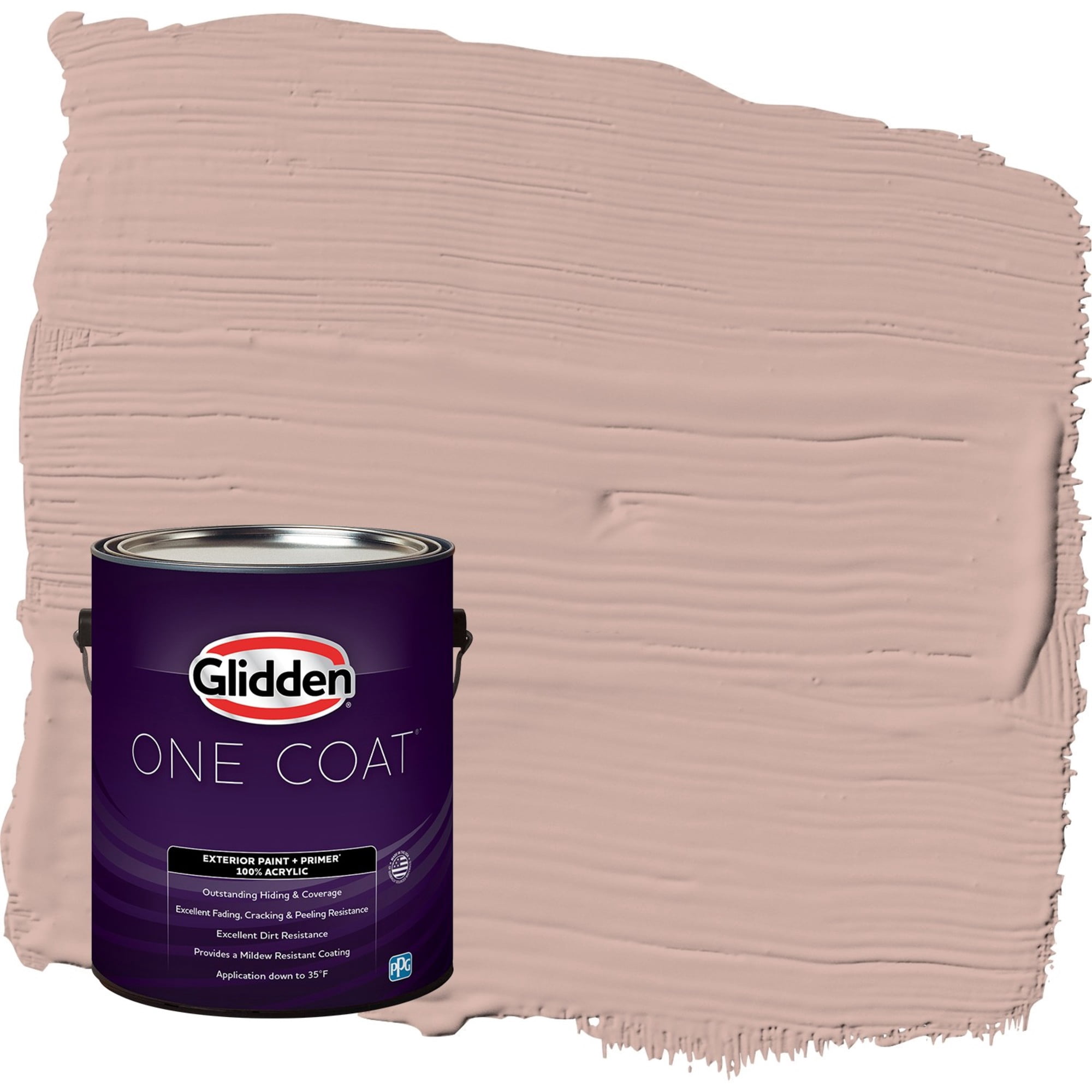 Glidden One Coat Velveteen Crush / Pink Flat Exterior Paint with Primer, 1 Gallon
