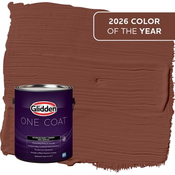 Glidden One Coat Warm Mahogany / Red Flat Exterior Paint with Primer, 1 Gallon