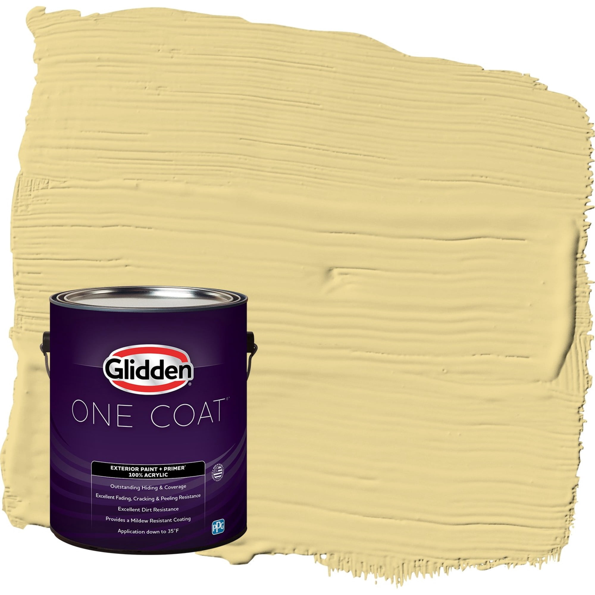 Glidden One Coat Wayward Wind / Yellow Flat Exterior Paint with Primer, 1 Gallon