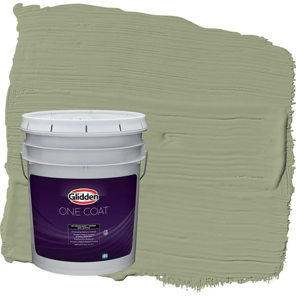 Glidden One Coat Zebra Grass / Green Flat Exterior Paint with Primer, 5 Gallon