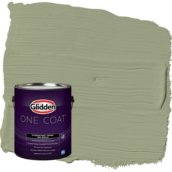 Glidden One Coat Zebra Grass / Green Flat Exterior Paint with Primer, 1 Gallon