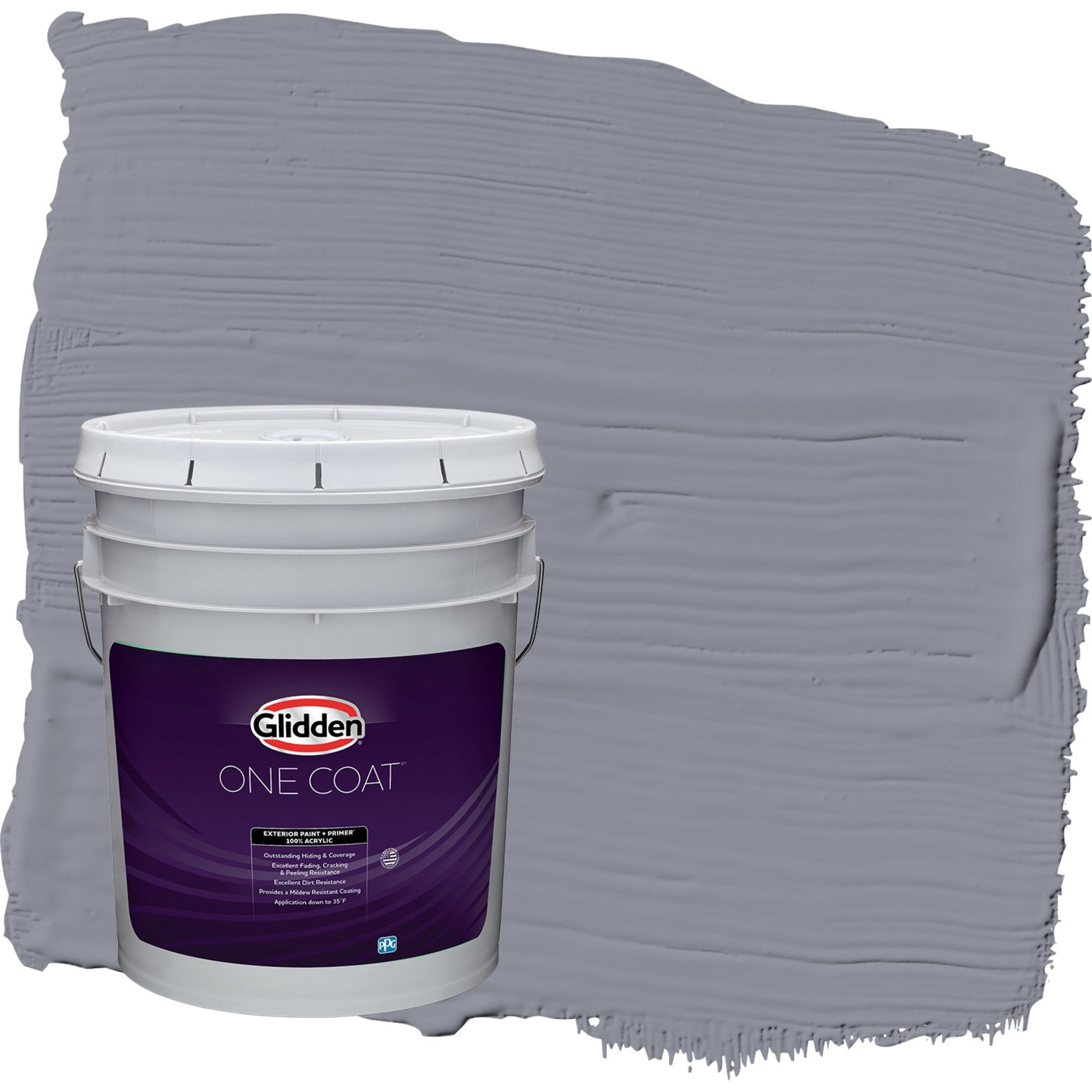 Glidden One Coat Flannel Pajamas / Grey Flat Exterior Paint with Primer, 5 Gallon