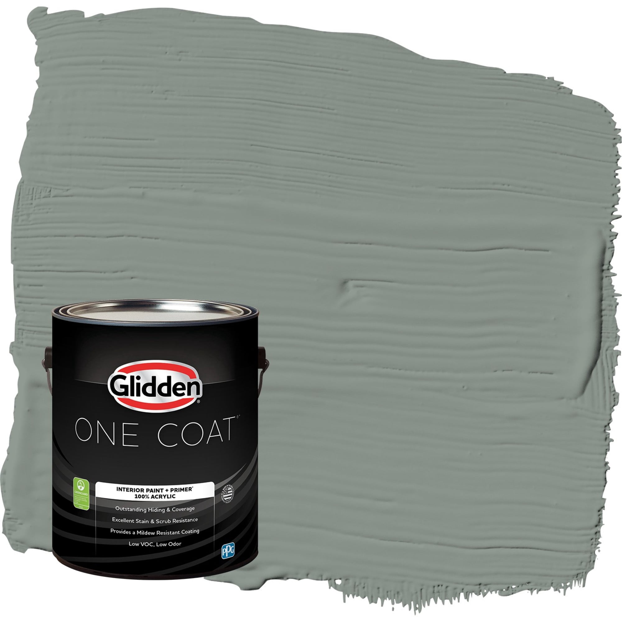 Glidden One Coat Gray Heron / Grey Eggshell Interior Paint with Primer, 1 Gallon