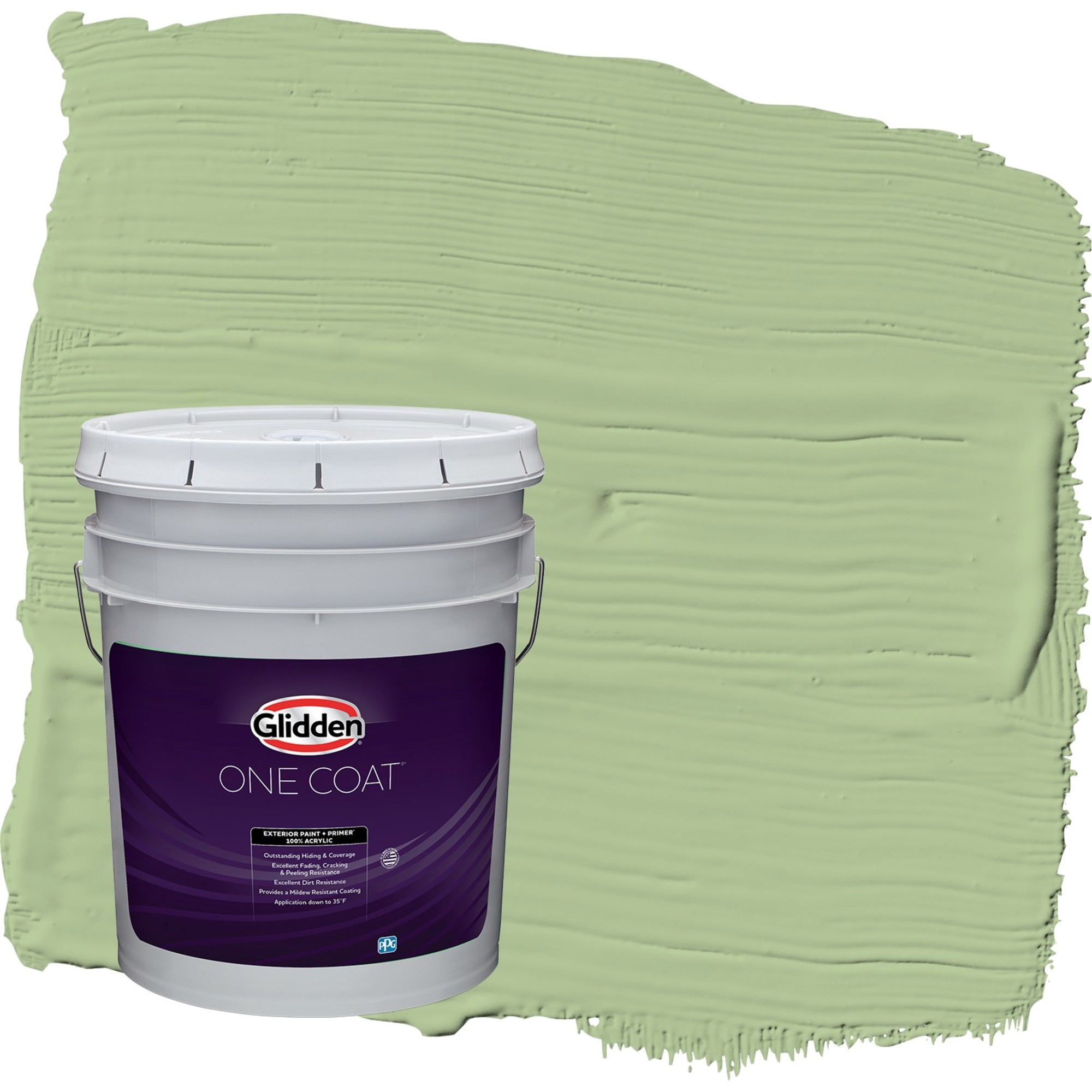 Glidden One Coat Harmonious / Green Flat Exterior Paint with Primer, 5 Gallon