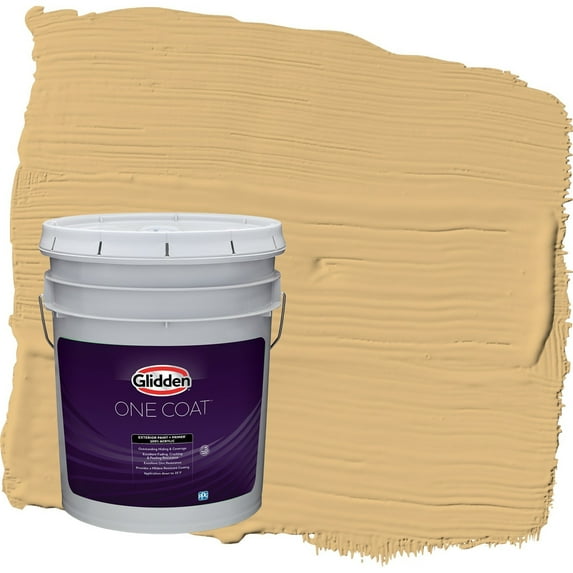 Glidden One Coat Honey Bunny / Yellow Flat Exterior Paint with Primer, 5 Gallon
