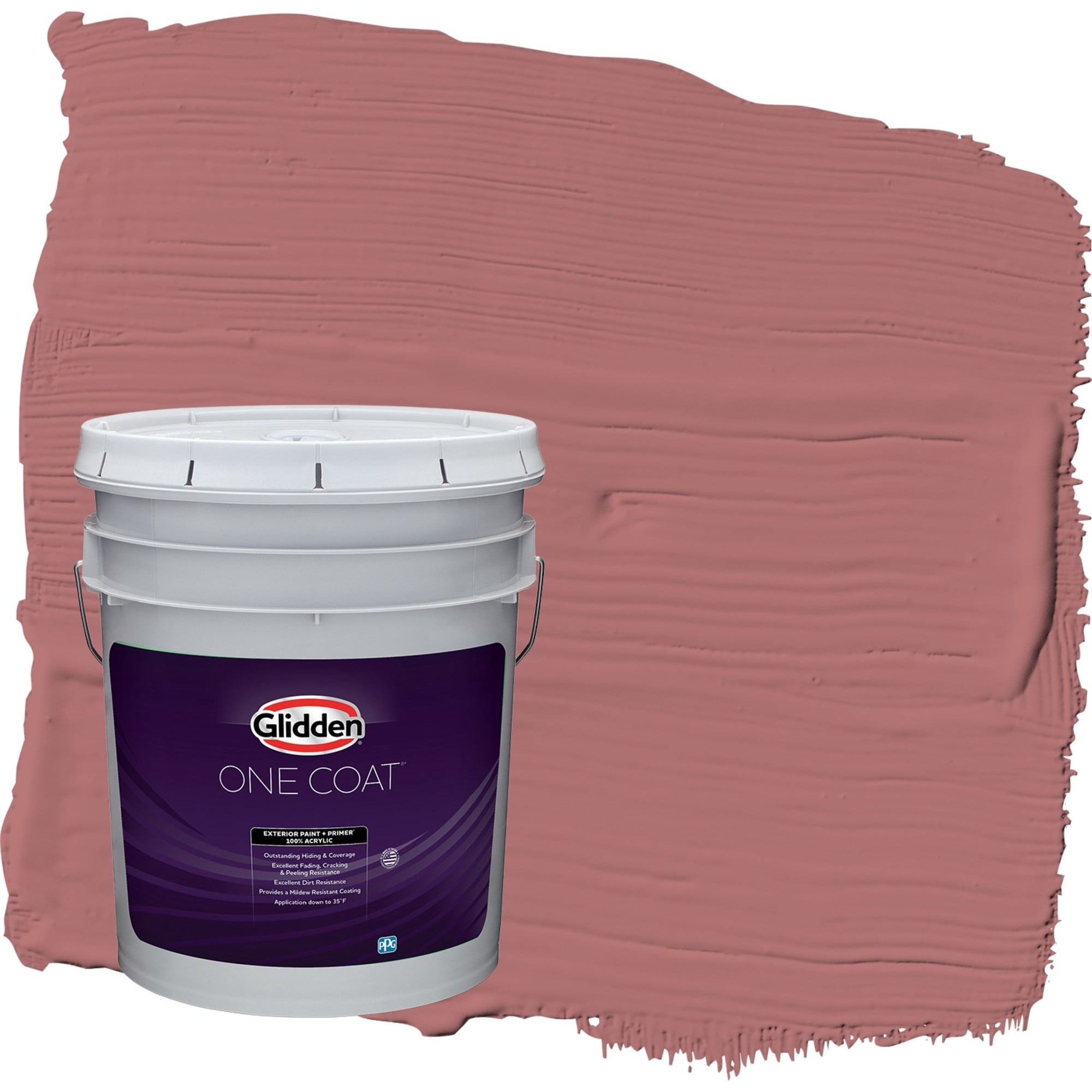 Glidden One Coat Horizon Glow / Red Satin Exterior Paint with Primer, 5 Gallon