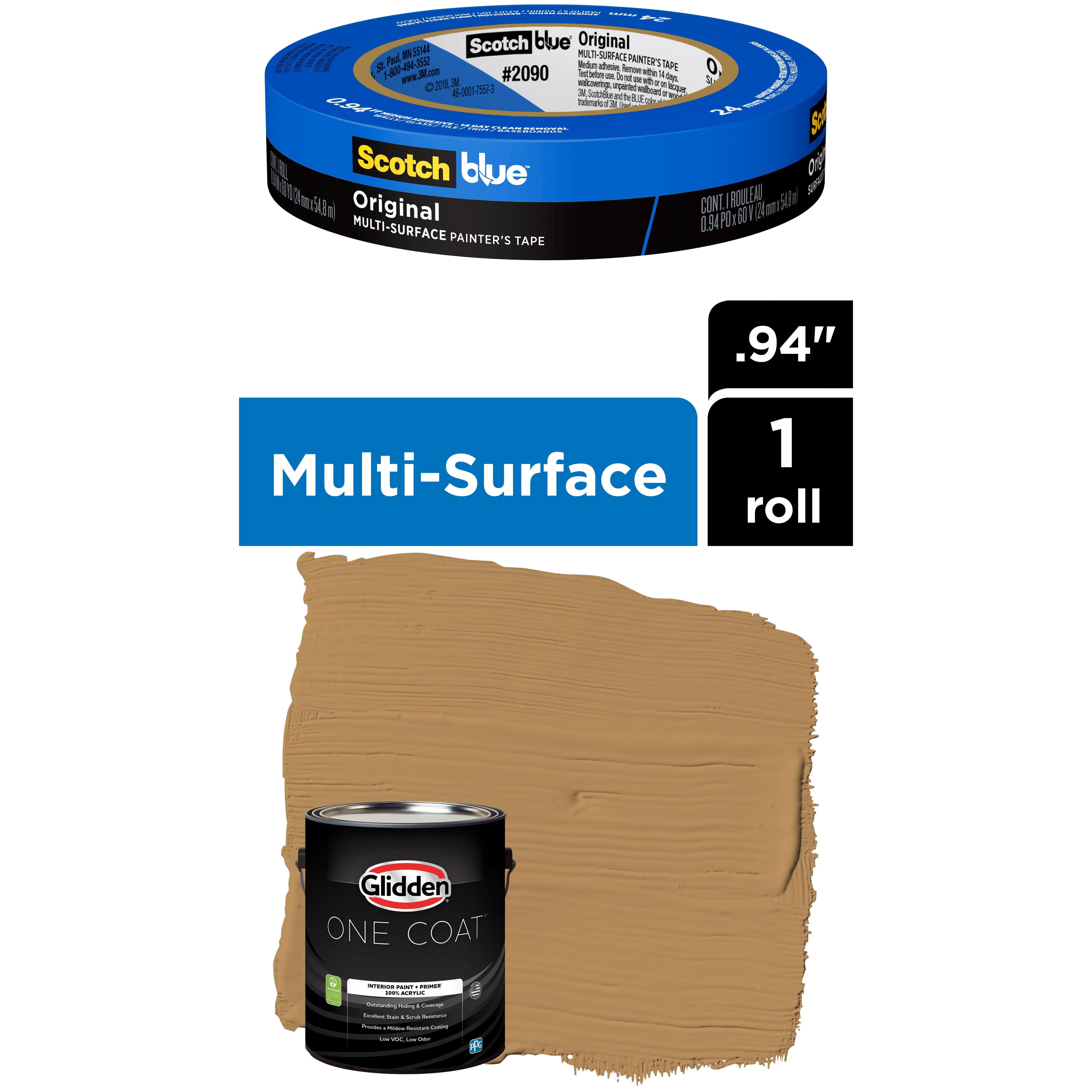 Glidden One Coat, Interior Paint + Primer, Allegro, Semi-gloss Finish, 1 Gallon with ScotchBlue Painter's Tape Original Multi-Use, .94in x 60yd(24mm x 54,8m Bundle