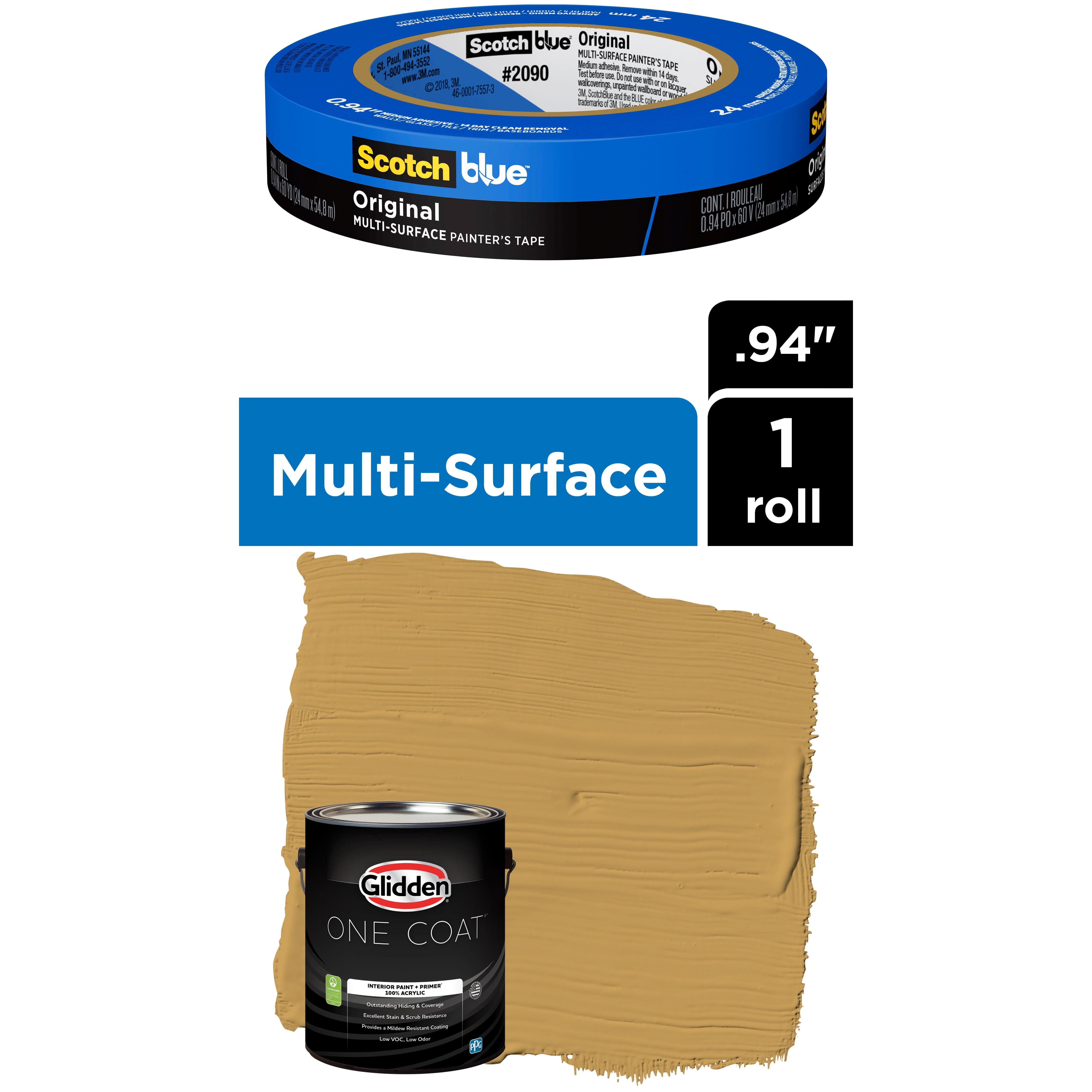 Glidden One Coat, Interior Paint + Primer, Amaretto Sours, Eggshell Finish, 1 Gallon with ScotchBlue Painter's Tape Original Multi-Use, .94in x 60yd(24mm x 54,8m Bundle