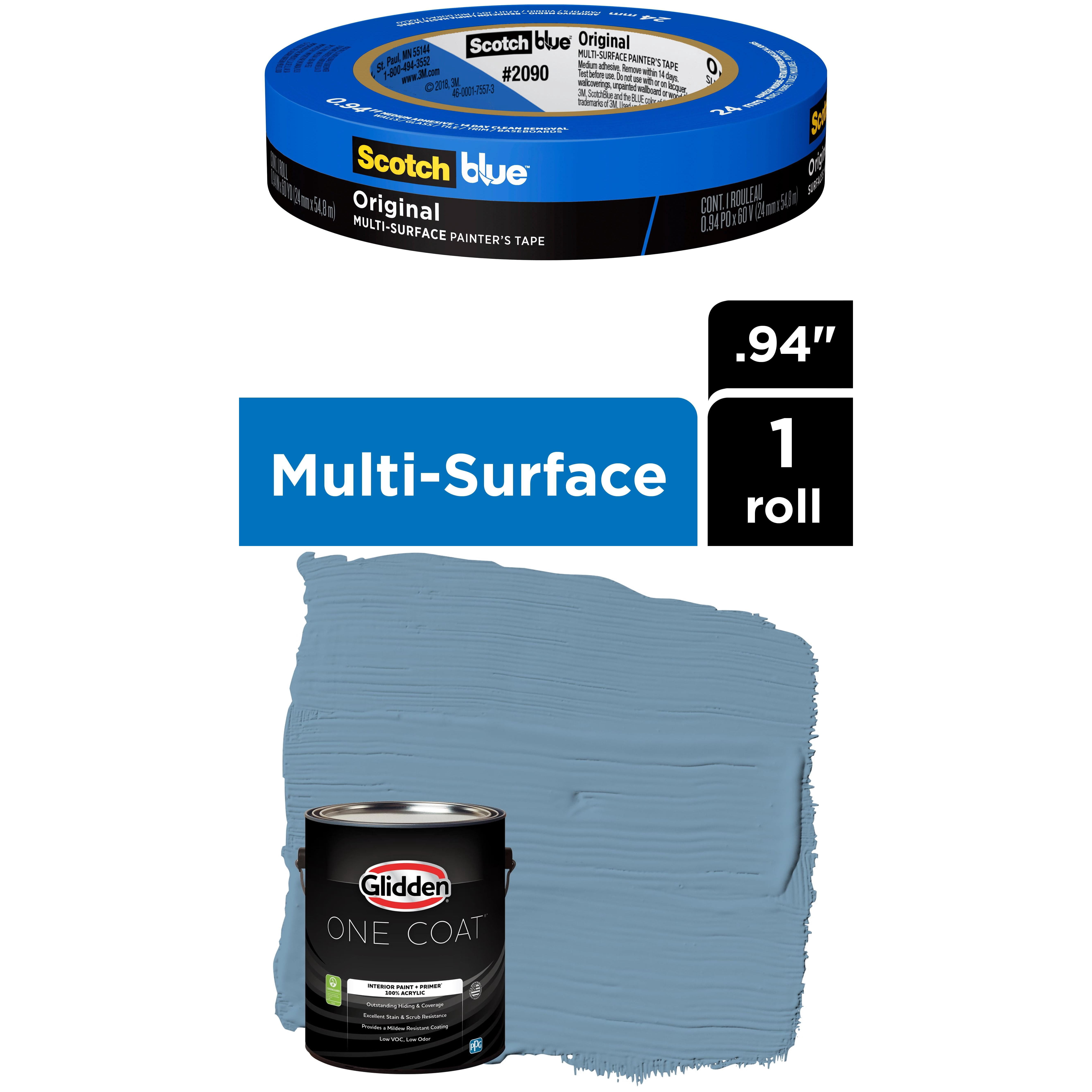 Glidden One Coat, Interior Paint + Primer, American Anthem, Semi-gloss Finish, 1 Gallon with ScotchBlue Painter's Tape Original Multi-Use, .94in x 60yd(24mm x 54,8m Bundle