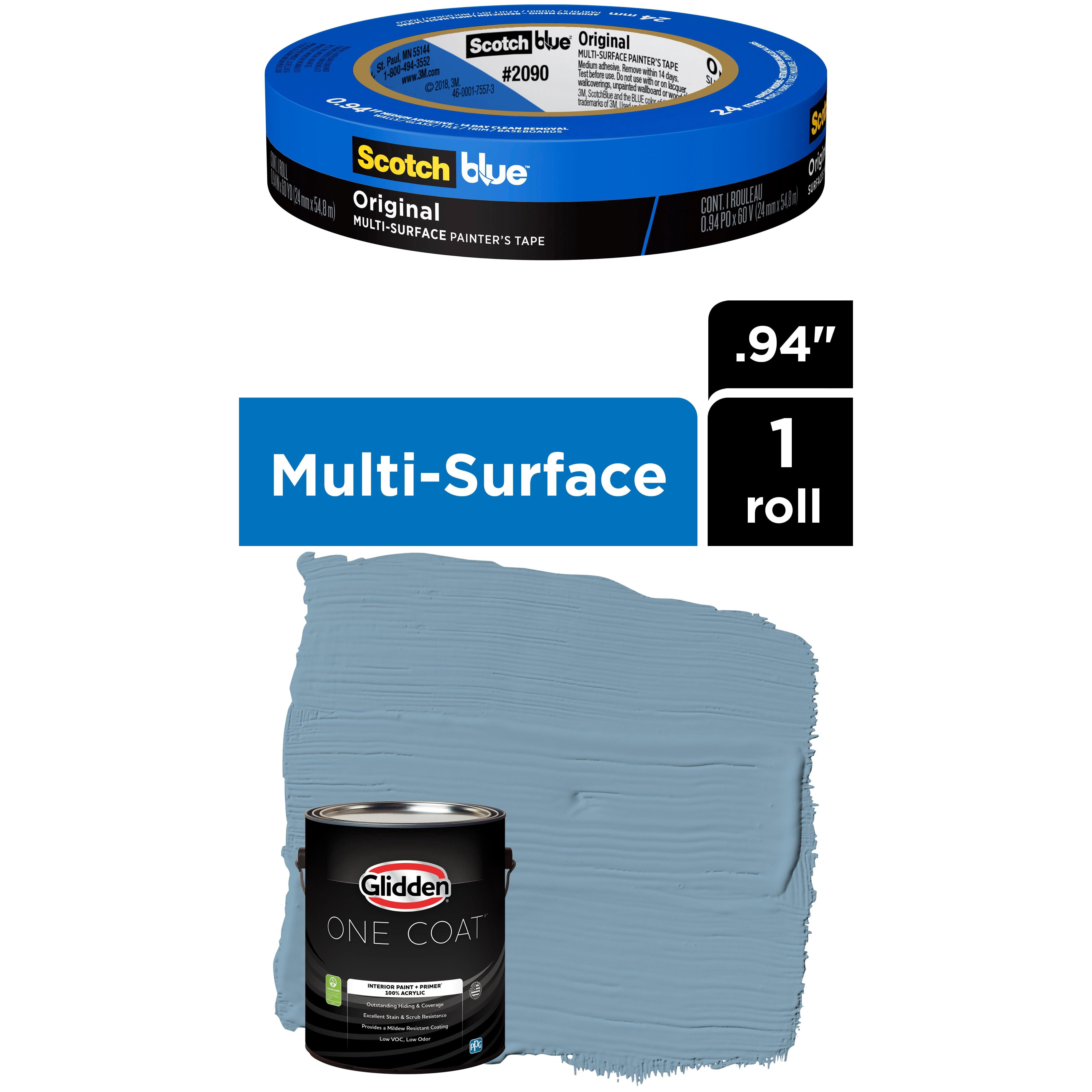 Glidden One Coat, Interior Paint + Primer, Americana, Semi-gloss Finish, 1 Gallon with ScotchBlue Painter's Tape Original Multi-Use, .94in x 60yd(24mm x 54,8m Bundle