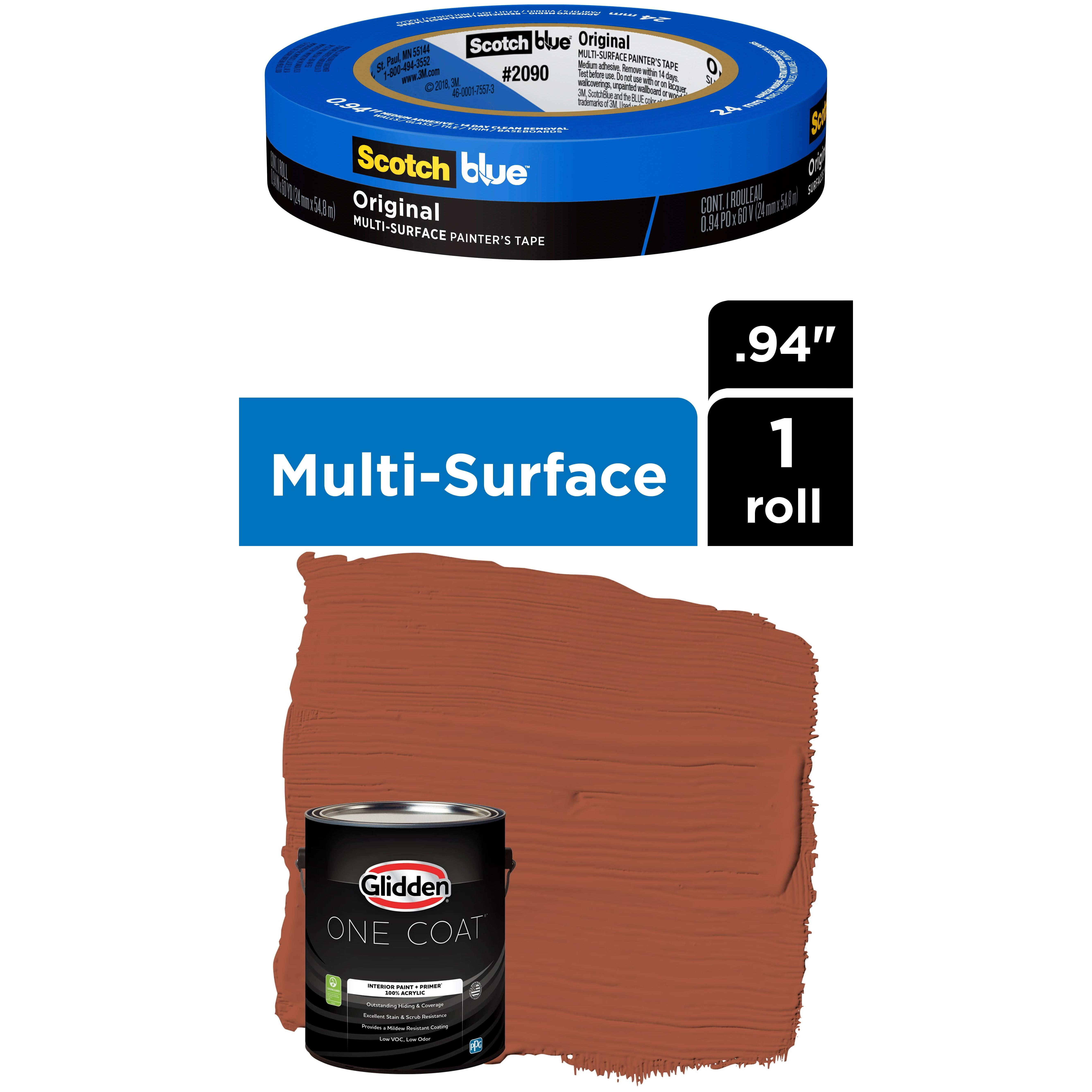 Glidden One Coat, Interior Paint + Primer, Ancient Copper, Flat Finish, 1 Gallon with ScotchBlue Painter's Tape Original Multi-Use, .94in x 60yd(24mm x 54,8m Bundle