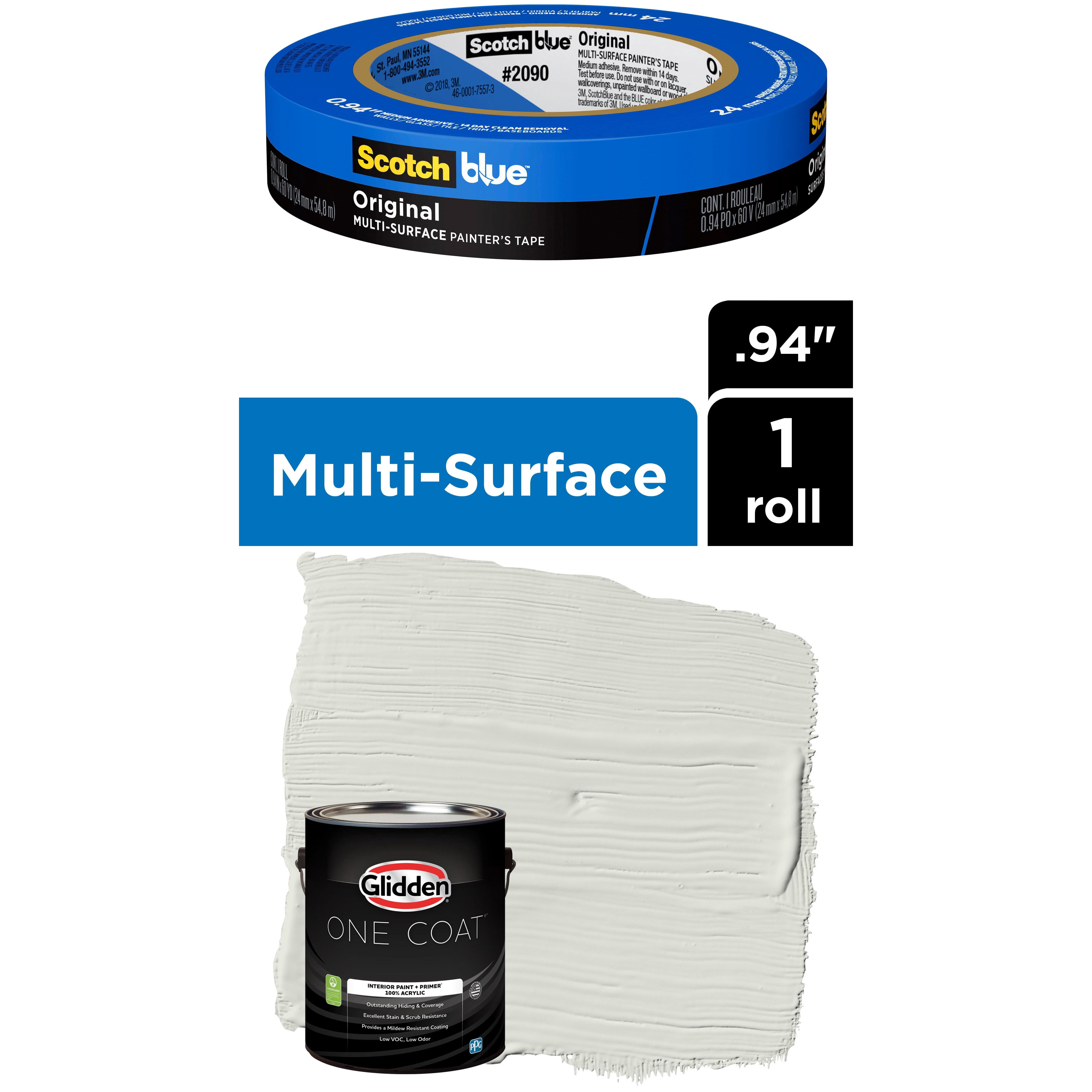 Glidden One Coat, Interior Paint + Primer, Anonymous, Flat Finish, 1 Gallon with ScotchBlue Painter's Tape Original Multi-Use, .94in x 60yd(24mm x 54,8m Bundle