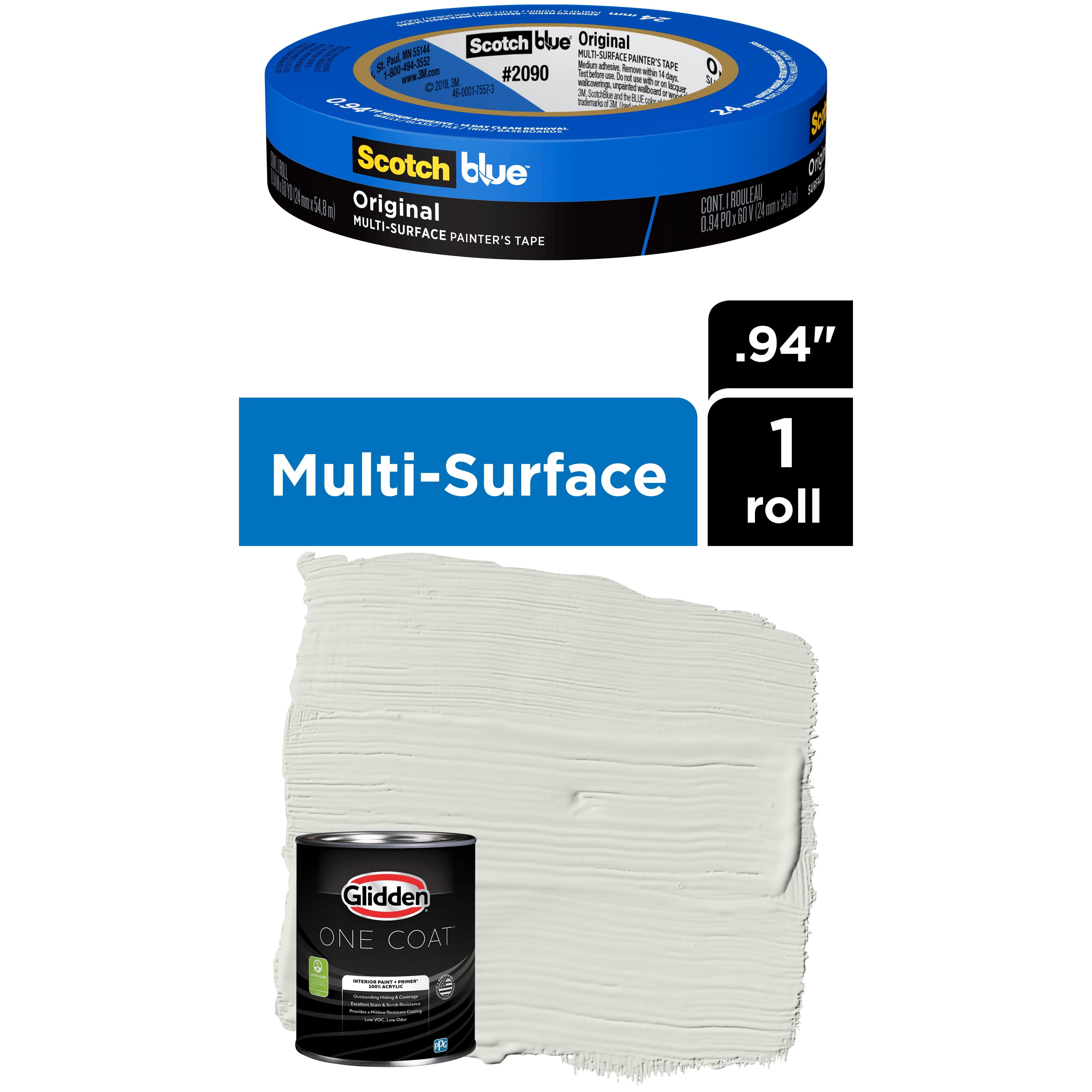 Glidden One Coat, Interior Paint + Primer, Anonymous, Flat Finish, Quart with ScotchBlue Painter's Tape Original Multi-Use, .94in x 60yd(24mm x 54,8m Bundle