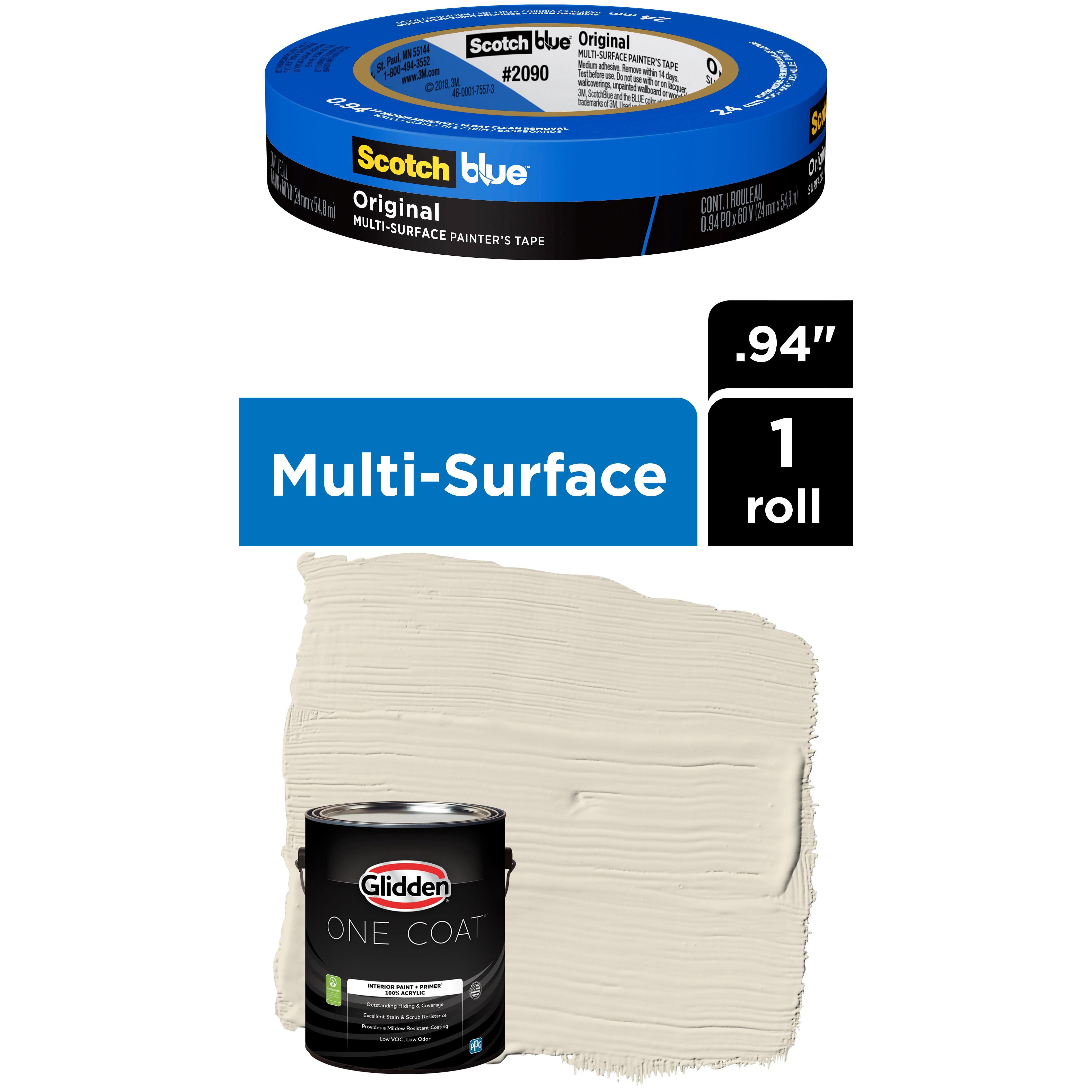 Glidden One Coat, Interior Paint + Primer, Antique White, Eggshell Finish, 1 Gallon with ScotchBlue Painter's Tape Original Multi-Use, .94in x 60yd(24mm x 54,8m Bundle