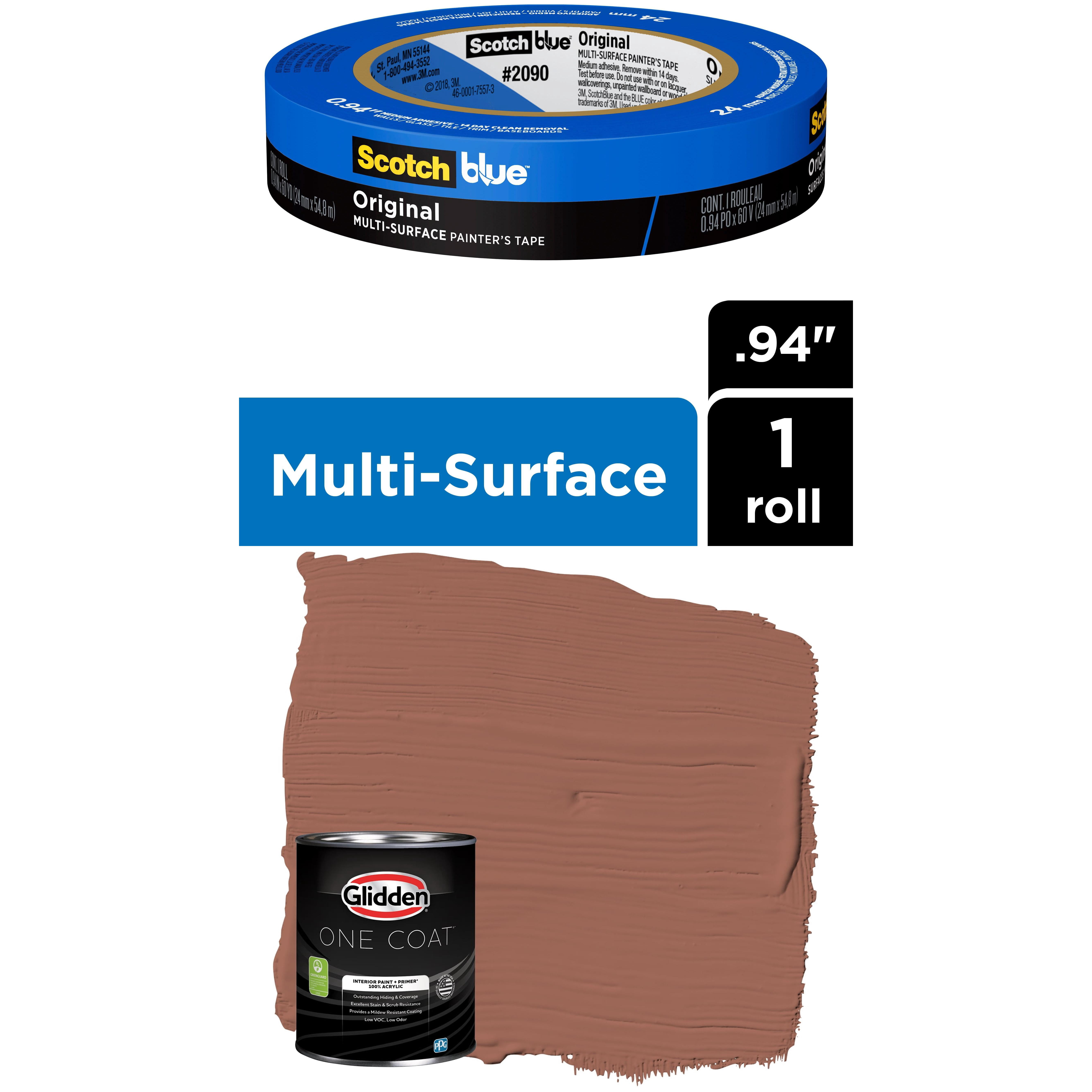 Glidden One Coat, Interior Paint + Primer, Apple Brown Betty, Eggshell Finish, Quart with ScotchBlue Painter's Tape Original Multi-Use, .94in x 60yd(24mm x 54,8m Bundle