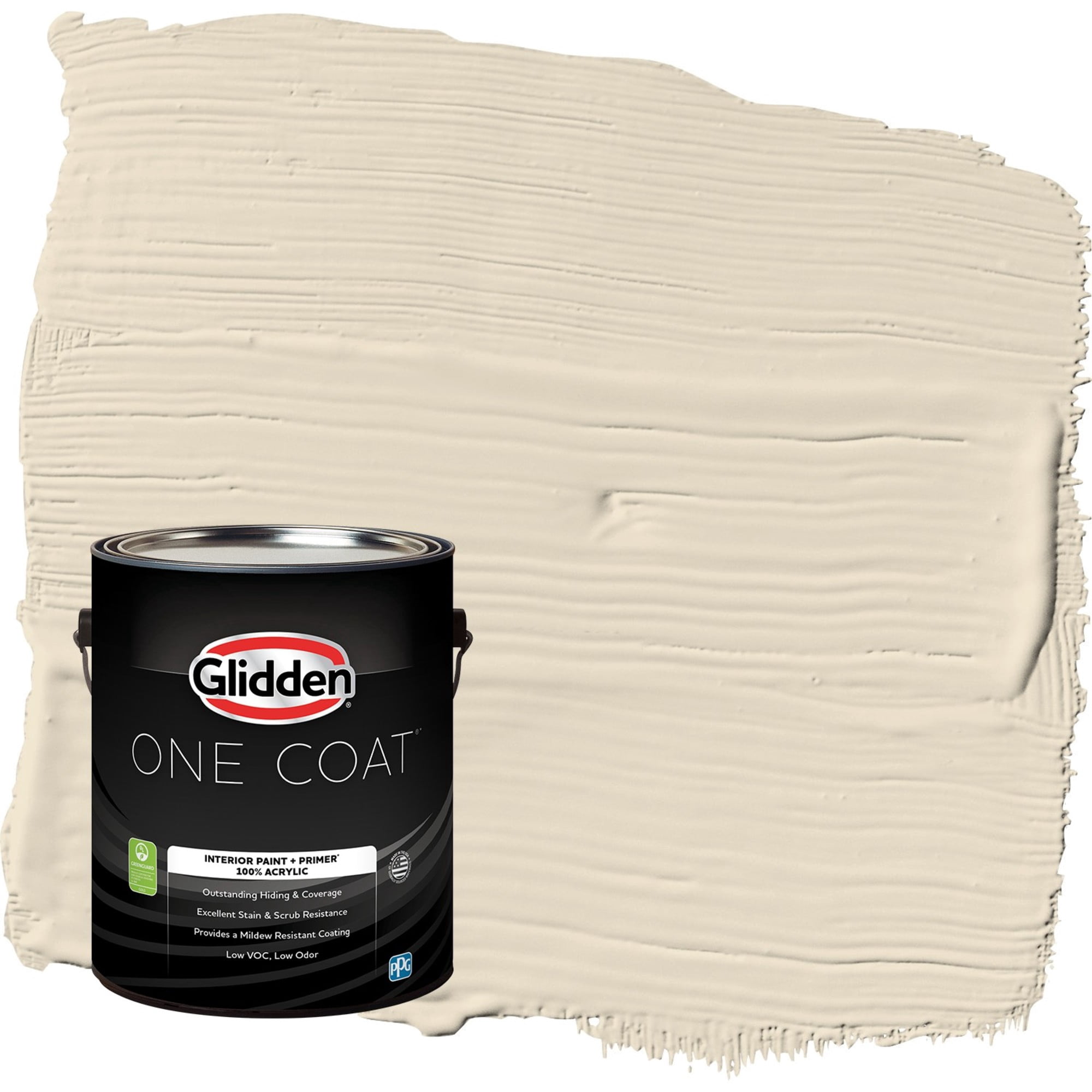 Glidden One Coat Bone White / Beige Semi-Gloss Interior Paint with Primer, 1 Gallon