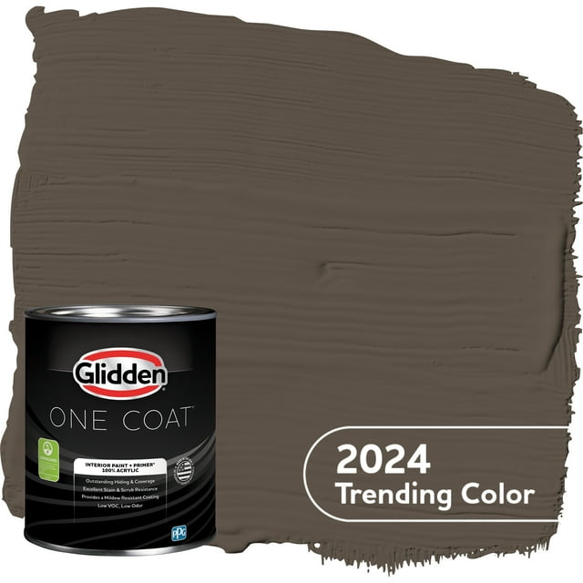 Glidden One Coat Interior Paint + Primer Cabin Fever / Brown, Eggshell, 1 Quart