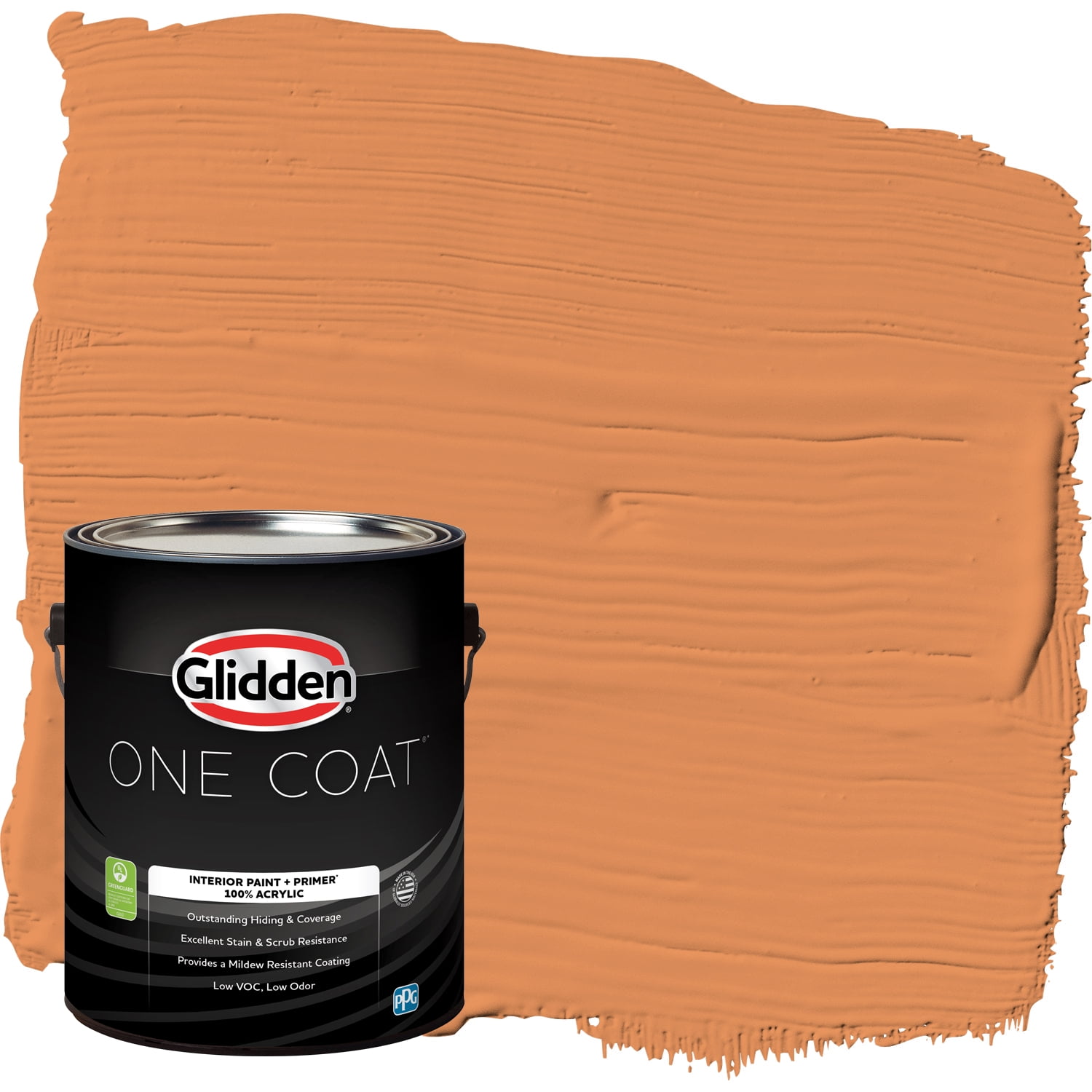 Glidden One Coat Interior Paint + Primer Carrot Cake / Orange, Eggshell, 1 Gallon