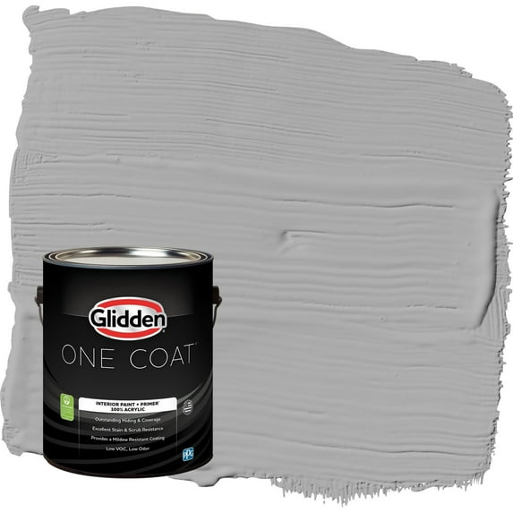 Glidden One Coat Flagstone / Gray Semi-Gloss Interior Paint with Primer, 1 Gallon