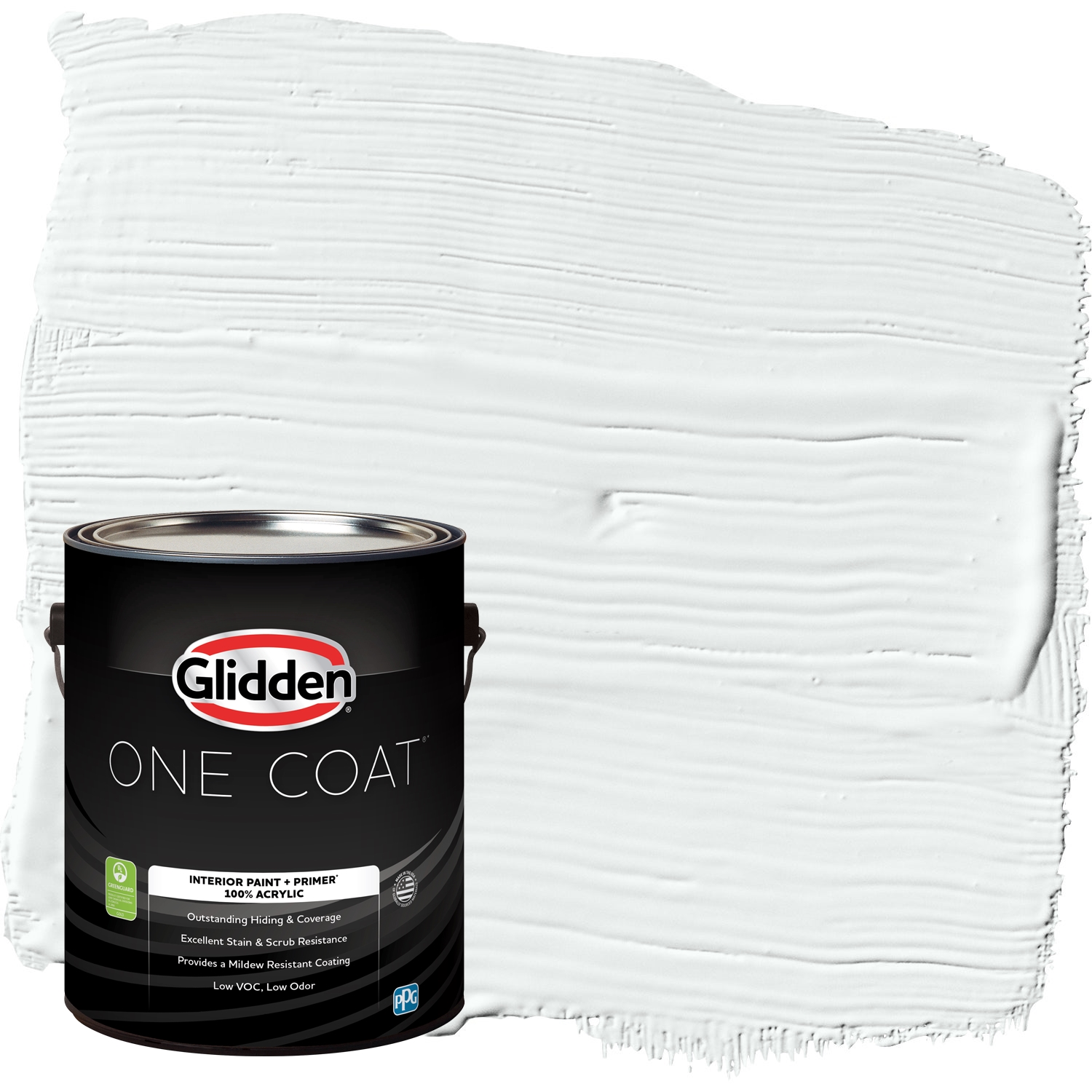 Glidden One Coat Moonlit Snow / Gray Semi-Gloss Interior Paint with Primer, 1 Gallon