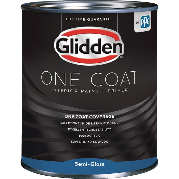 Glidden One Coat Interior Paint + Primer Semi-Gloss - White, 1 Qt ...