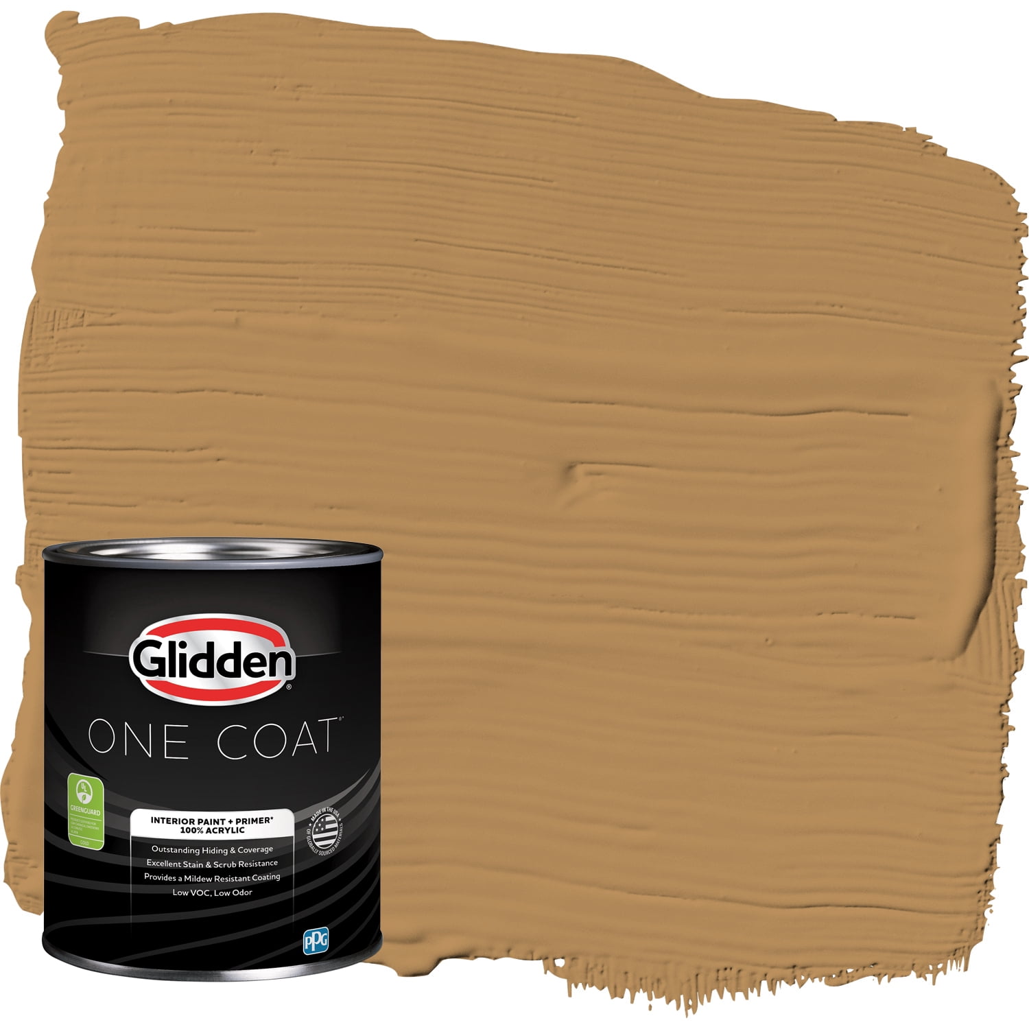 Glidden One Coat Interior Paint and Primer, Allegro / Brown, 1-Quart, Semi-Gloss