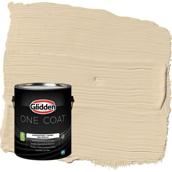 Glidden One Coat Almond Cream / Beige Semi-Gloss Interior Paint with Primer, 1 Gallon