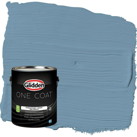Glidden One Coat American Anthem / Blue Semi-Gloss Interior Paint with Primer, 1 Gallon
