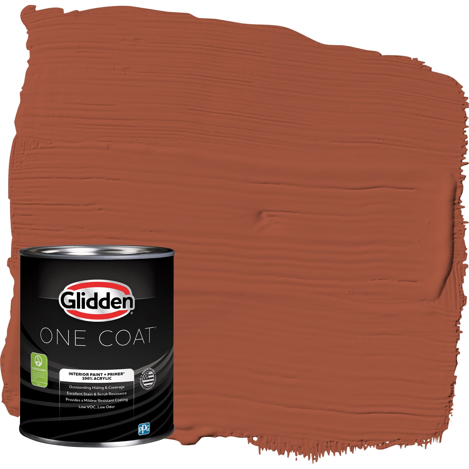 Glidden One Coat Interior Paint and Primer, Ancient Copper / Red, 1-Quart, Semi-Gloss
