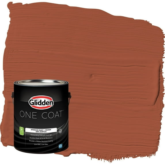 Glidden One Coat Ancient Copper / Orange Flat Interior Paint with Primer, 1 Gallon