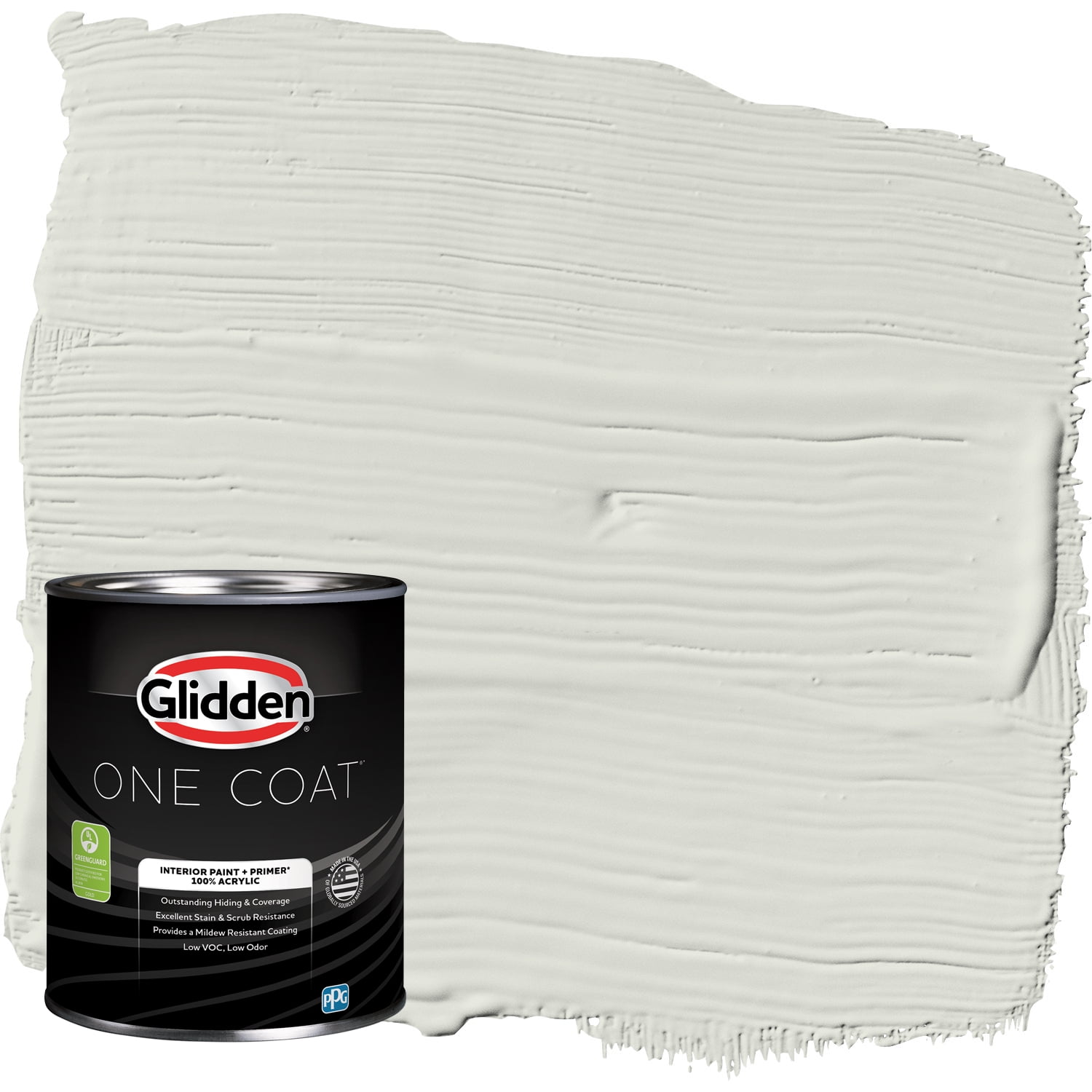 Glidden One Coat Interior Paint and Primer, Anonymous / White, 1 Quart, Flat