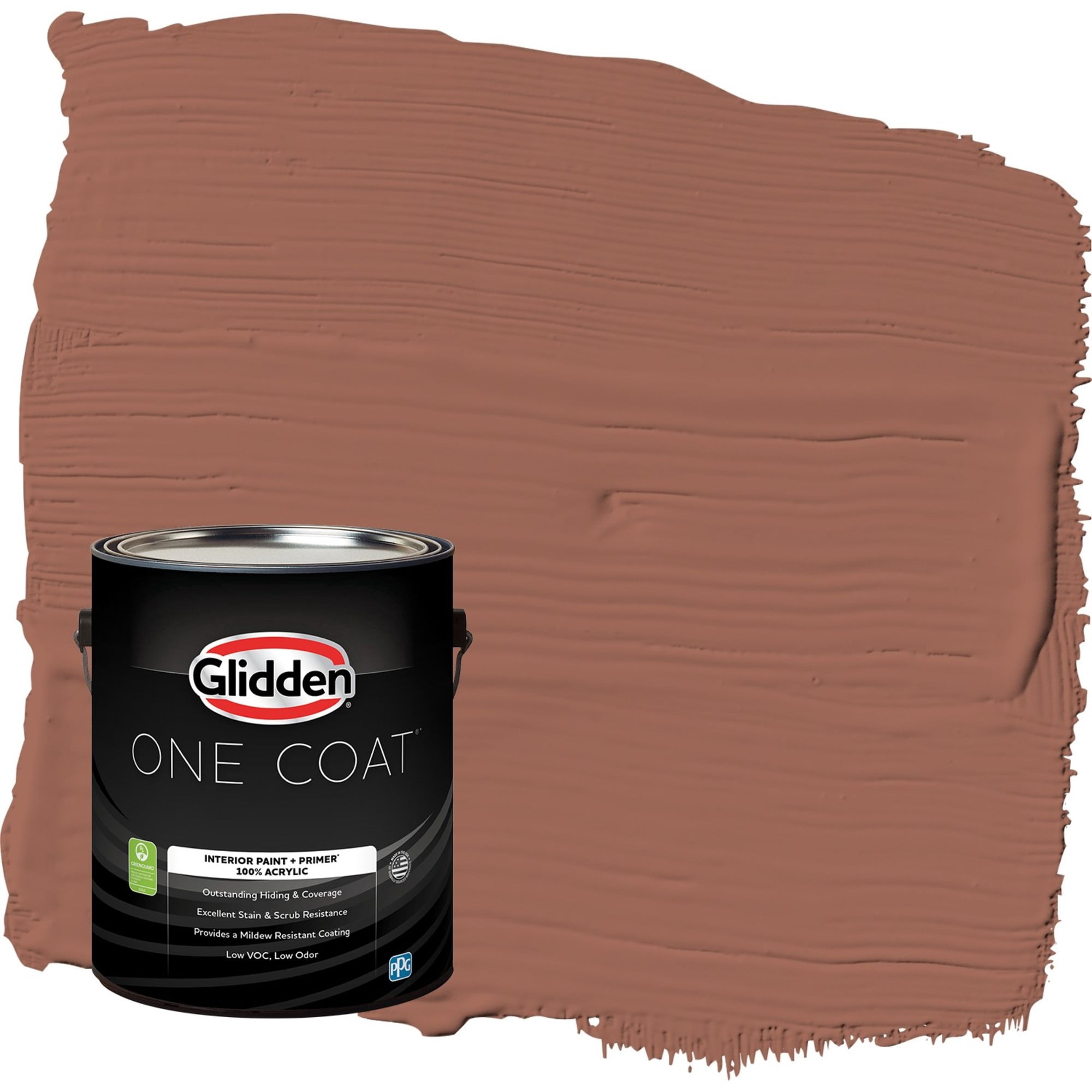 Glidden One Coat Apple Brown Betty / Orange Eggshell Interior Paint with Primer, 1 Gallon