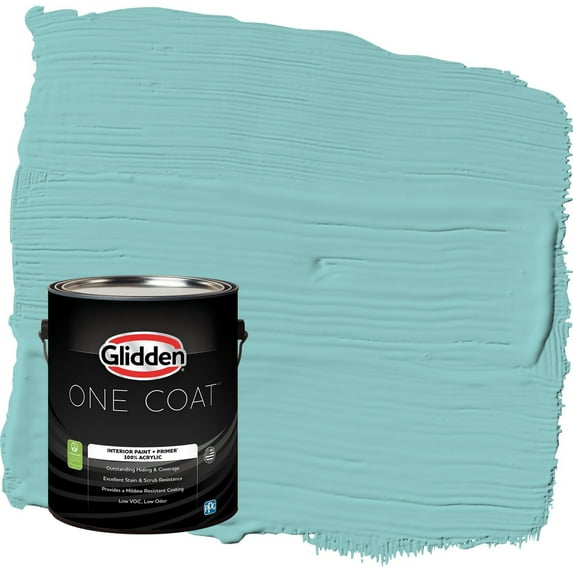 Glidden One Coat Aqua Fiesta / Blue Eggshell Interior Paint with Primer, 1 Gallon