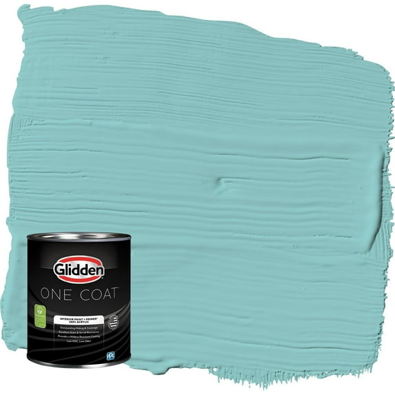 Glidden One Coat Aqua Fiesta / Blue Semi-Gloss Interior Paint with Primer, 1 Quart
