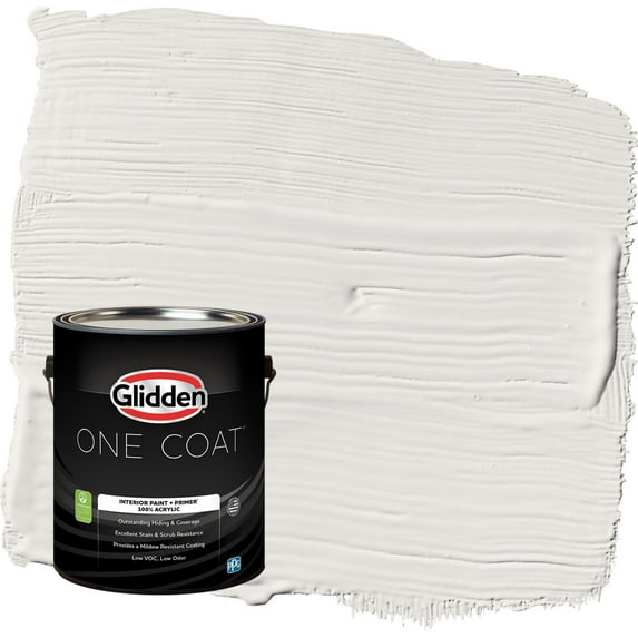 Glidden One Coat Arctic Cotton / White Flat Interior Paint with Primer, 1 Gallon