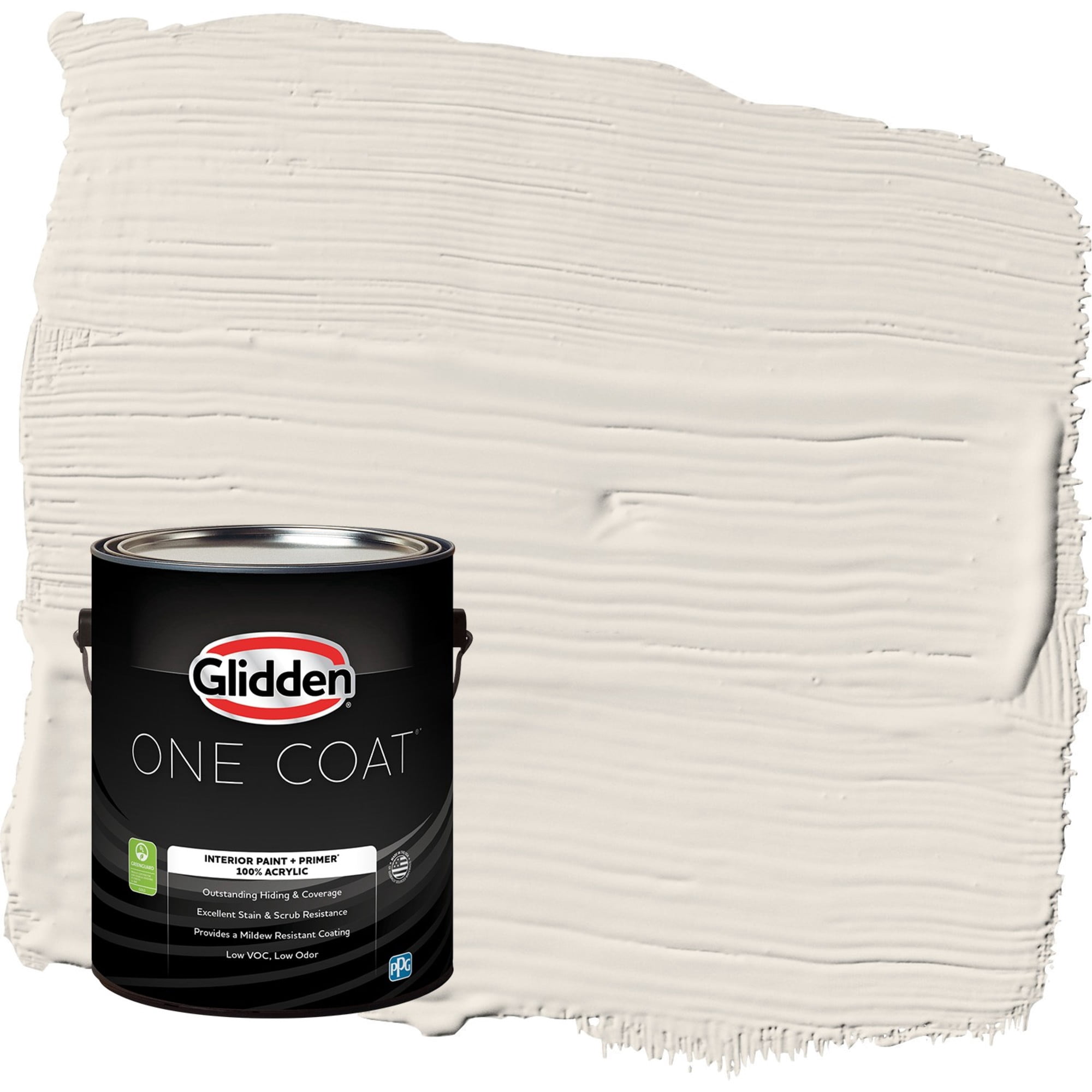 Glidden One Coat Ash / White Flat Interior Paint with Primer, 1 Gallon