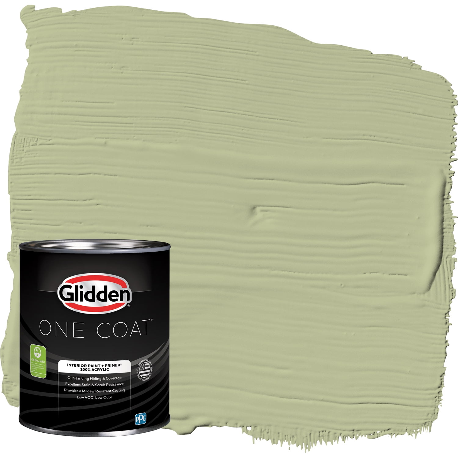 Glidden One Coat Interior Paint and Primer, Bahia Grass / Green, 1-Quart, Eggshell