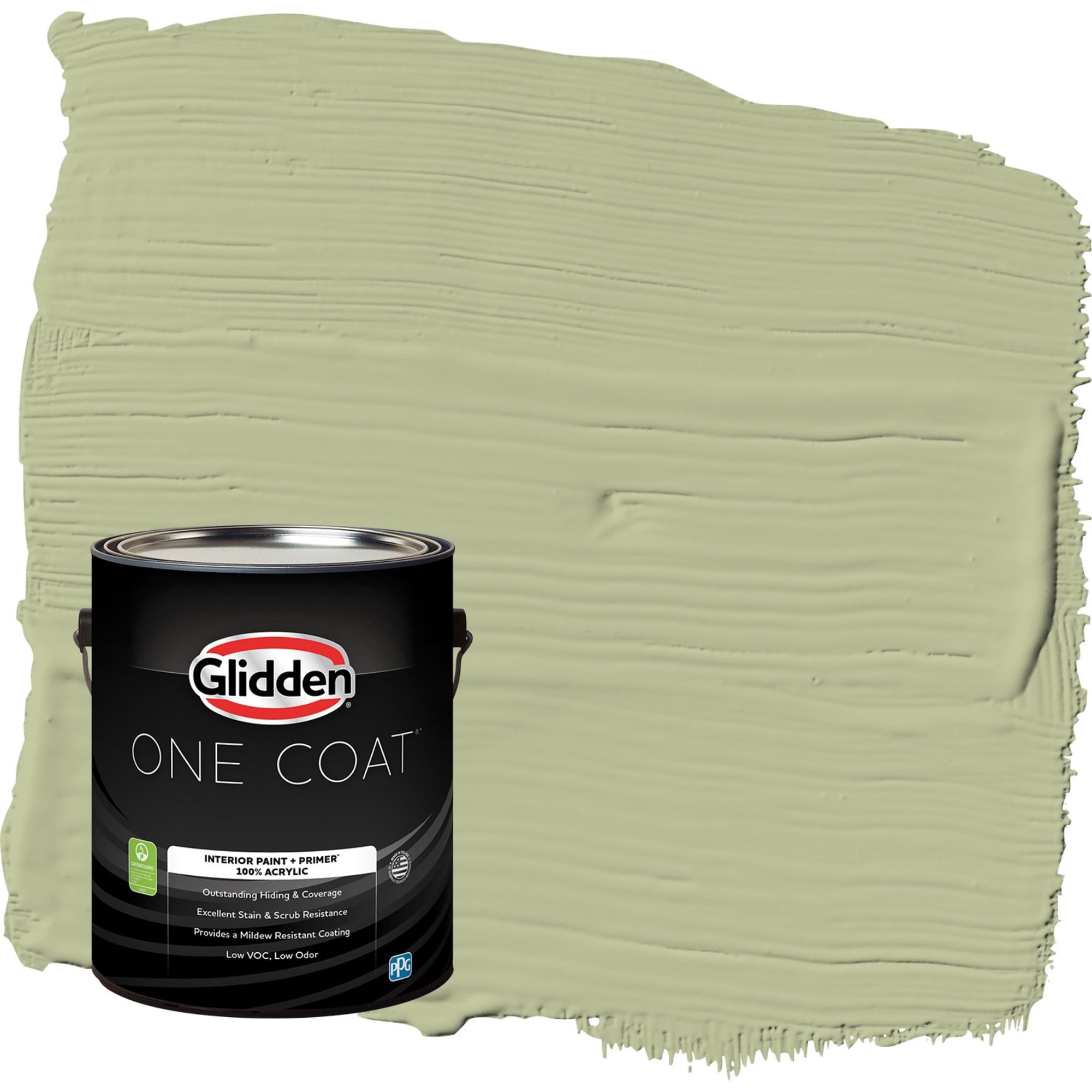 Glidden One Coat Bahia Grass / Green Semi-Gloss Interior Paint with Primer, 1 Gallon