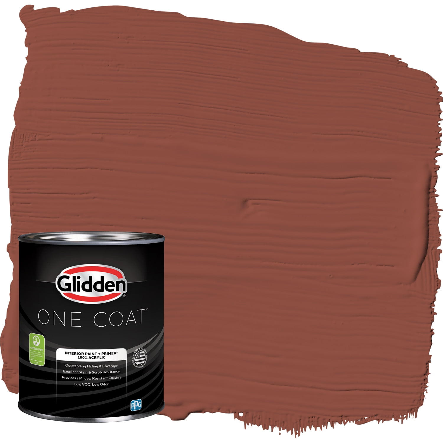 Glidden One Coat Interior Paint and Primer, Baked Bean / Red, 1-Quart, Semi-Gloss